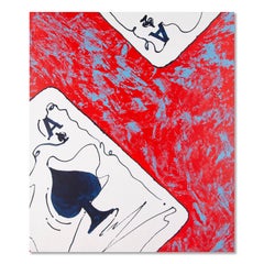 Used Qiang Li Modernist Original Oil On Canvas "Poker"