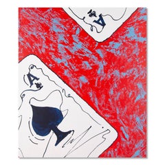 Qiang Li Olio su tela originale modernista "Poker"