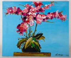 Qiang Li Still Life Original Oil Painting "Pink Orchid"