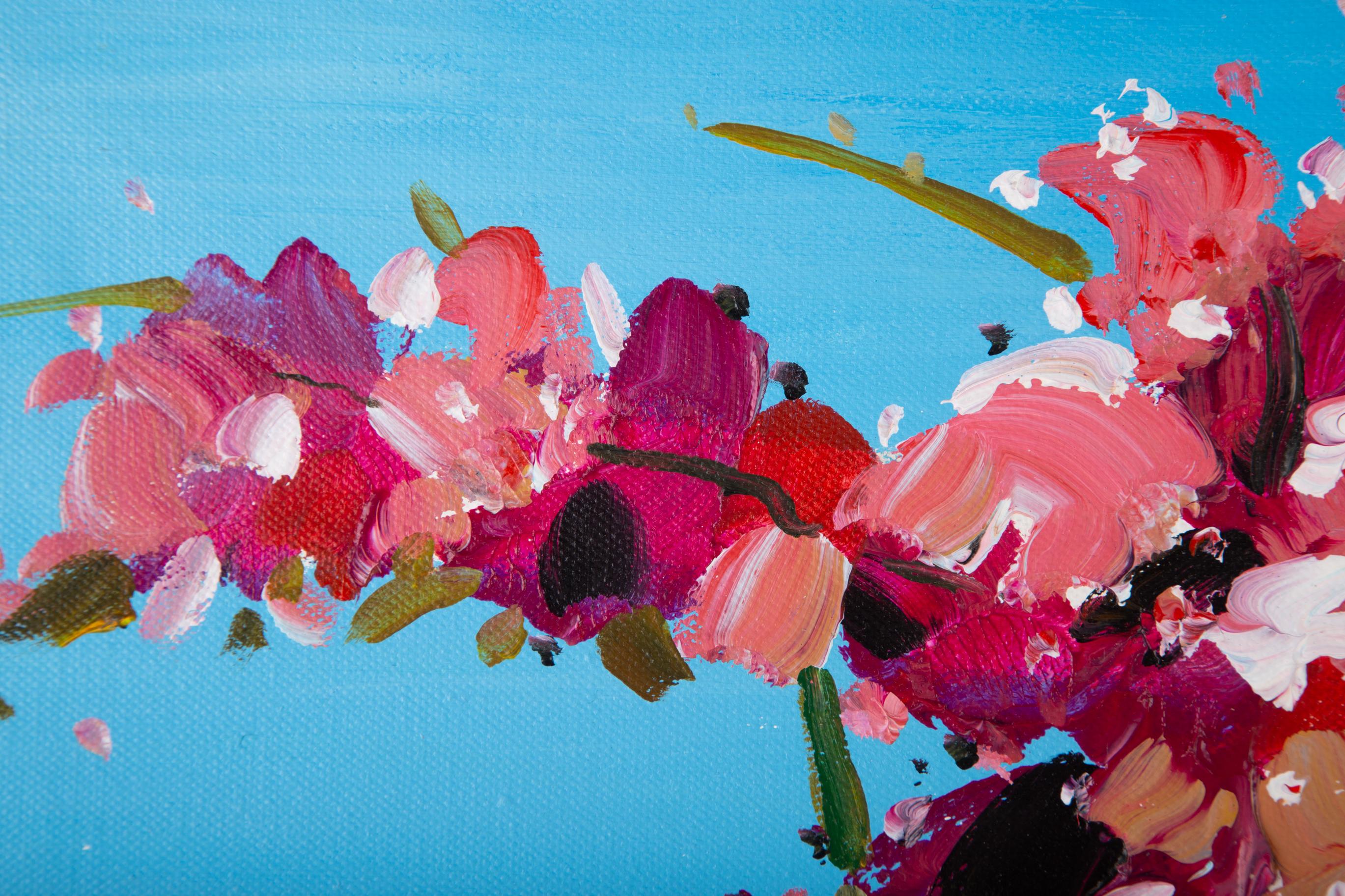 Qiang Li Stillleben, Original-Ölgemälde „Rosa Orchidee“, Qiang Li im Angebot 2
