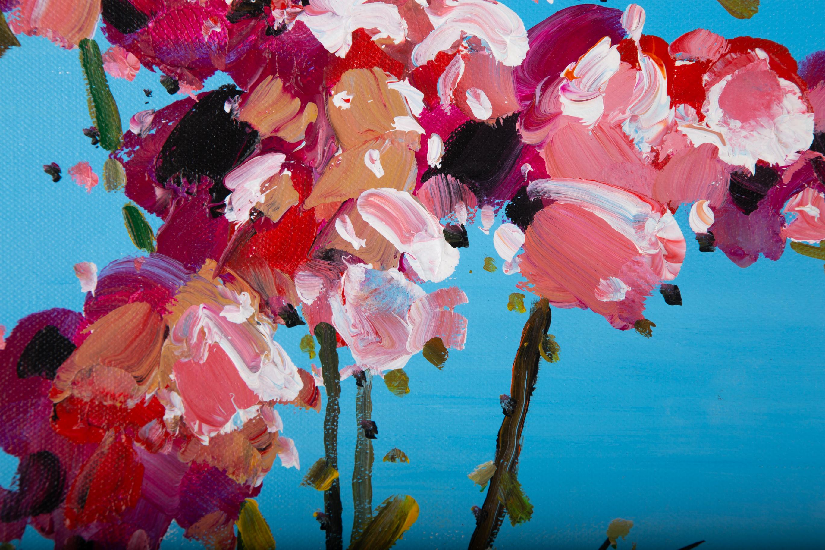 Qiang Li Stillleben, Original-Ölgemälde „Rosa Orchidee“, Qiang Li im Angebot 4