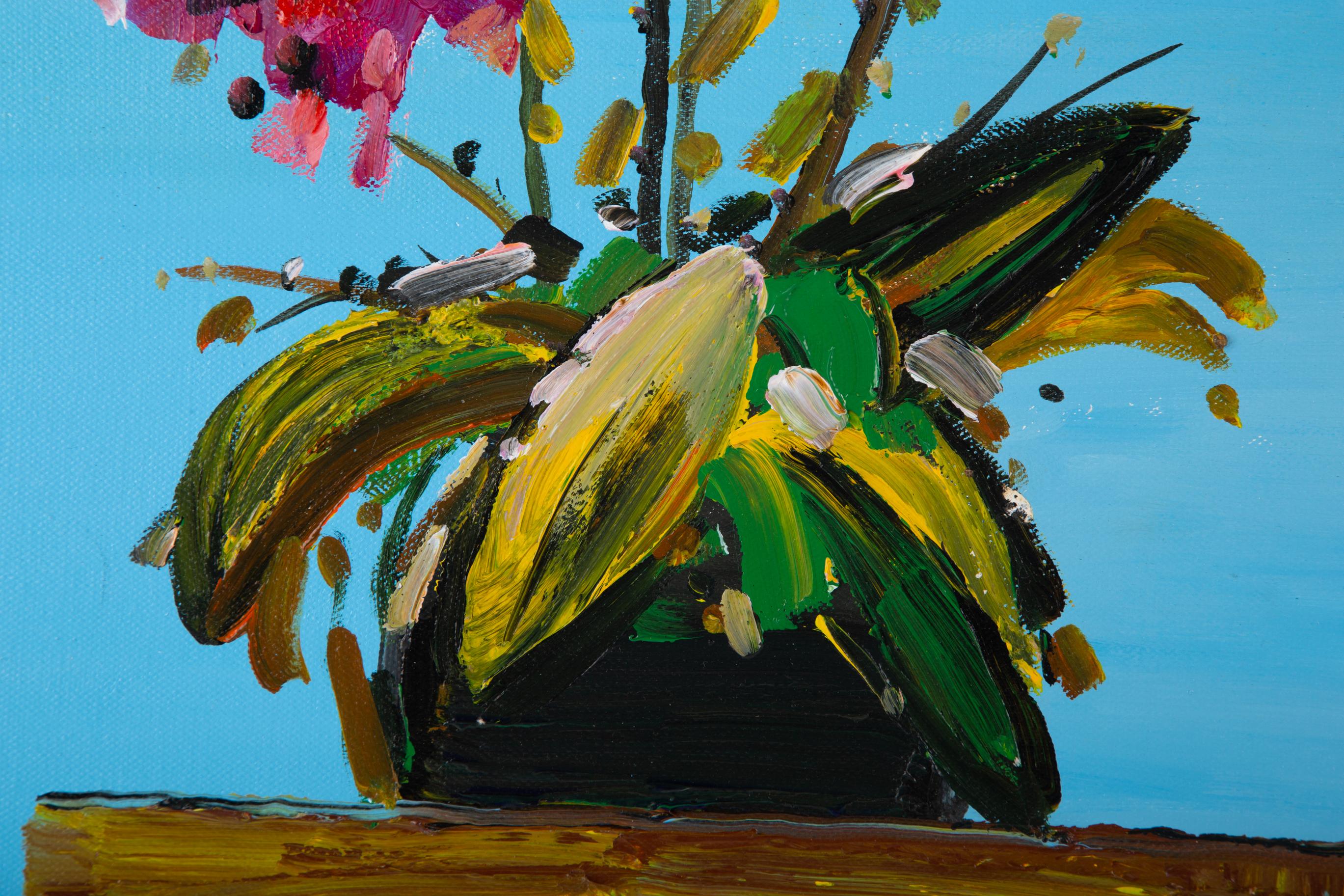 Qiang Li Stillleben, Original-Ölgemälde „Rosa Orchidee“, Qiang Li im Angebot 5