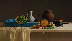 Witte Kan Tulpen Appels White Jug with Tulips and Apples Oil Painting In Stock