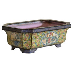 Jardinière chinoise Qianlong en émail de Canton
