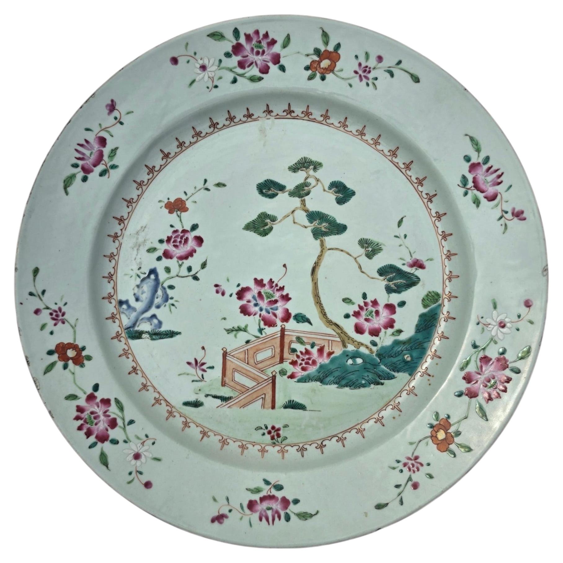 Qianlong Famille Rose Porcelain Charger or Plate Chinese Export 1750s