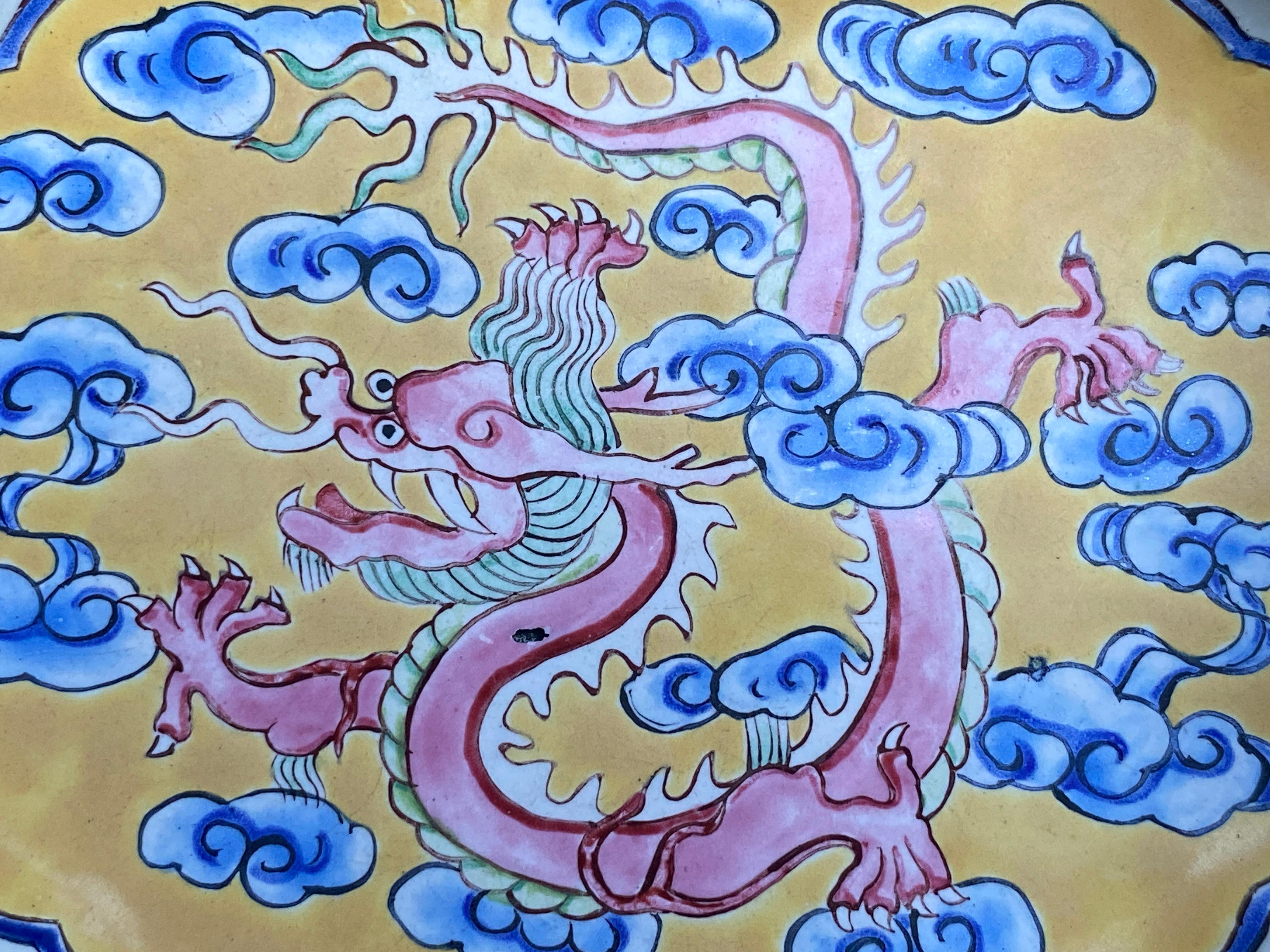 Qianlong period Canton Enamel Square Dish with Dragon, China Late 18th Century For Sale 11