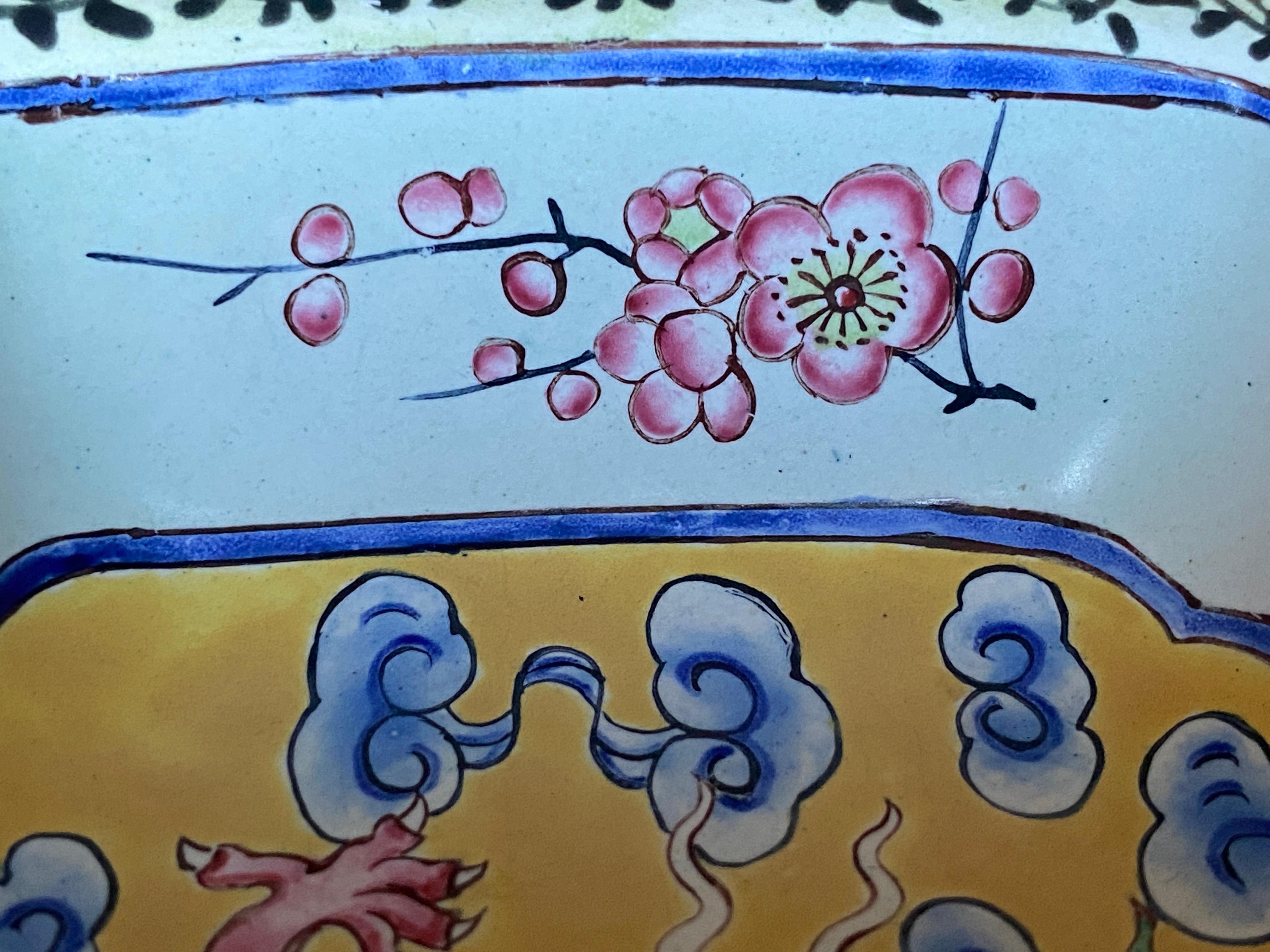 Qianlong period Canton Enamel Square Dish with Dragon, China Late 18th Century For Sale 3
