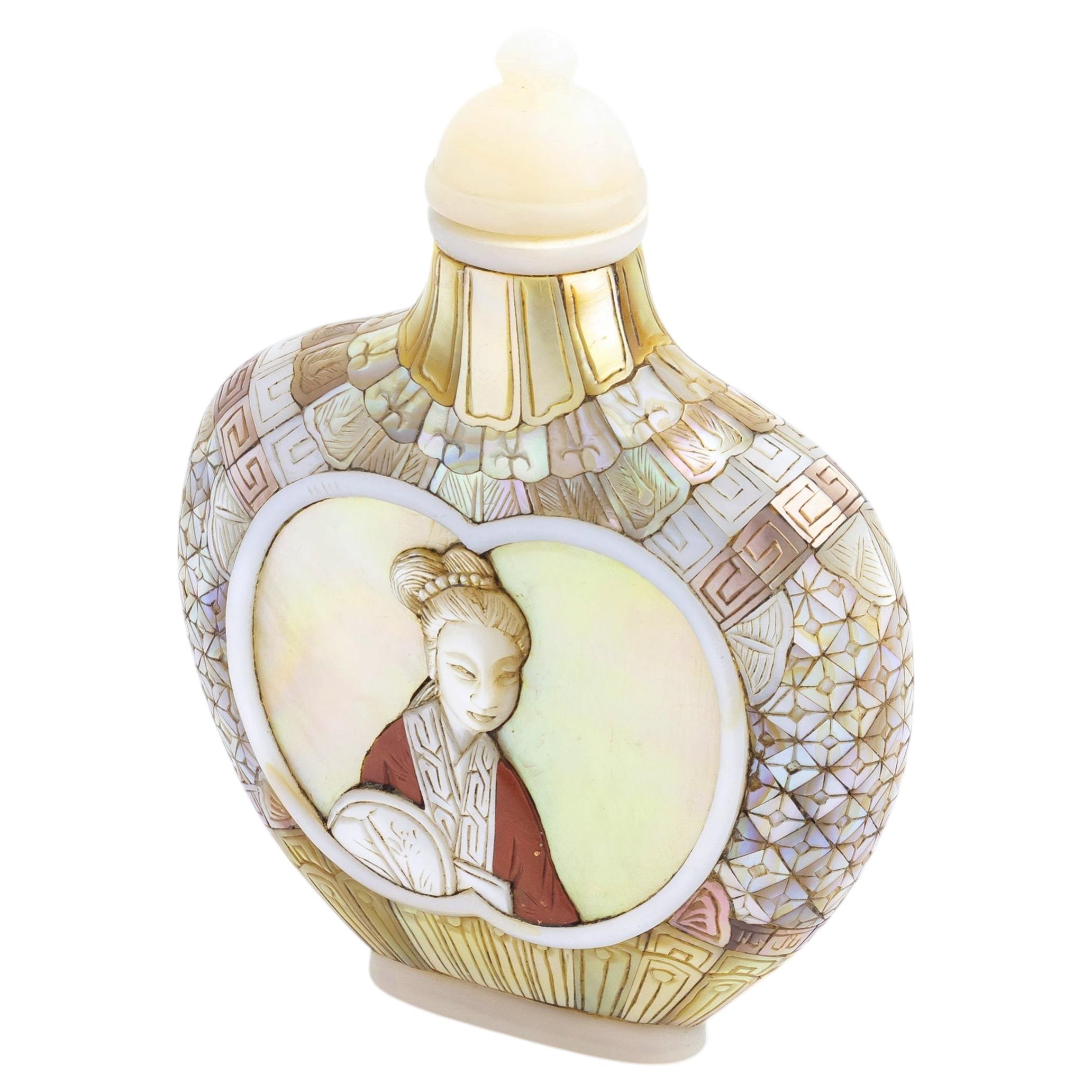 Qianlong Style Mother of Pearl Snuff Bottle