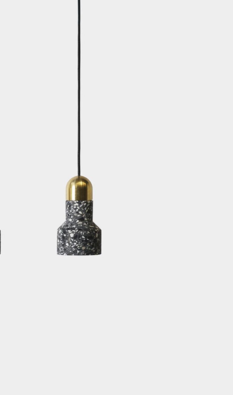 Industrial 'Qie' White Terrazzo Pendant Lamp by Bentu Design For Sale