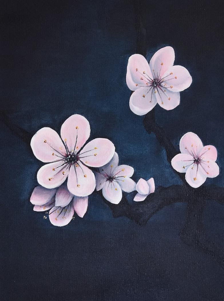 Prunus Mume, Oil & acrylic on canvas, 70cm x 60cm, 2020 - Painting by Qijun Li