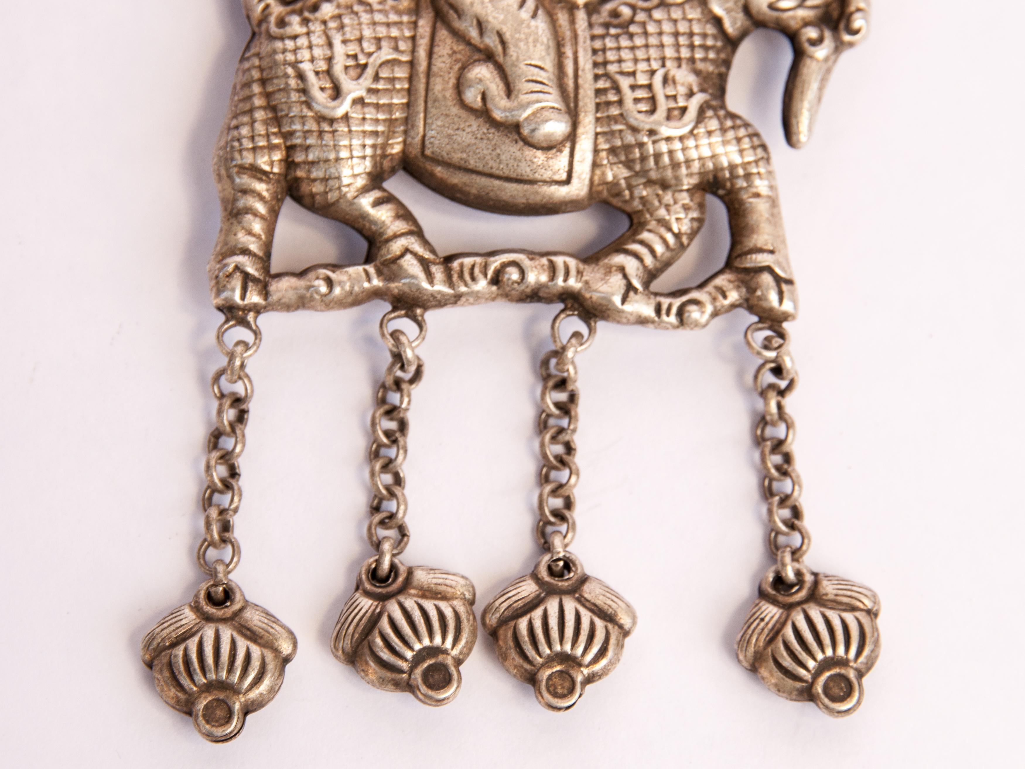 Qilin Amulet Necklace, Silver Alloy, Southwest China, Early 20th Century 2