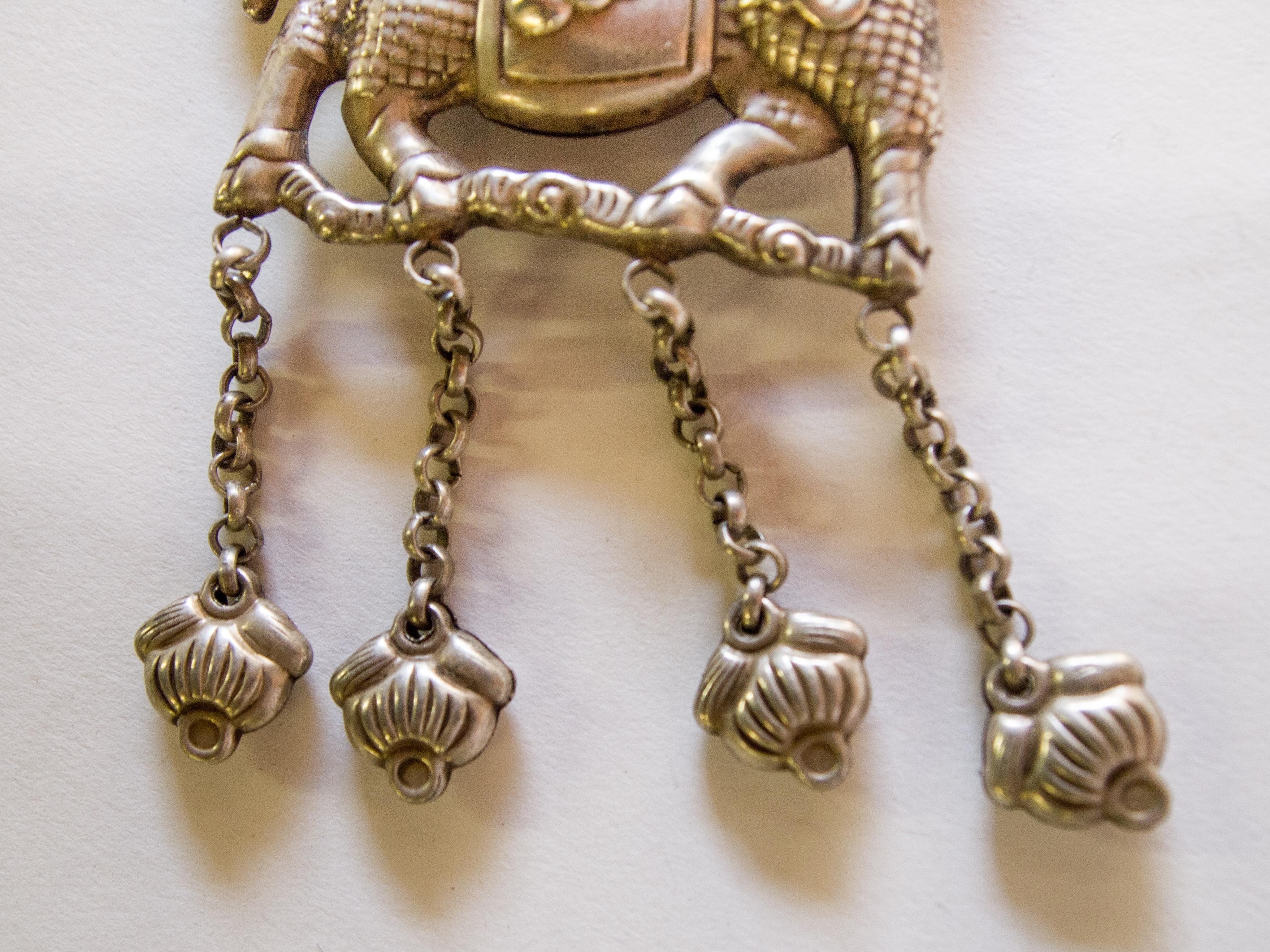 Qilin Amulet Necklace, Silver Alloy, Southwest China, Early 20th Century In Good Condition In Point Richmond, CA