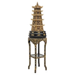 Qing Antique Chinese Pagoda Electrified Floor Lamp on Stand
