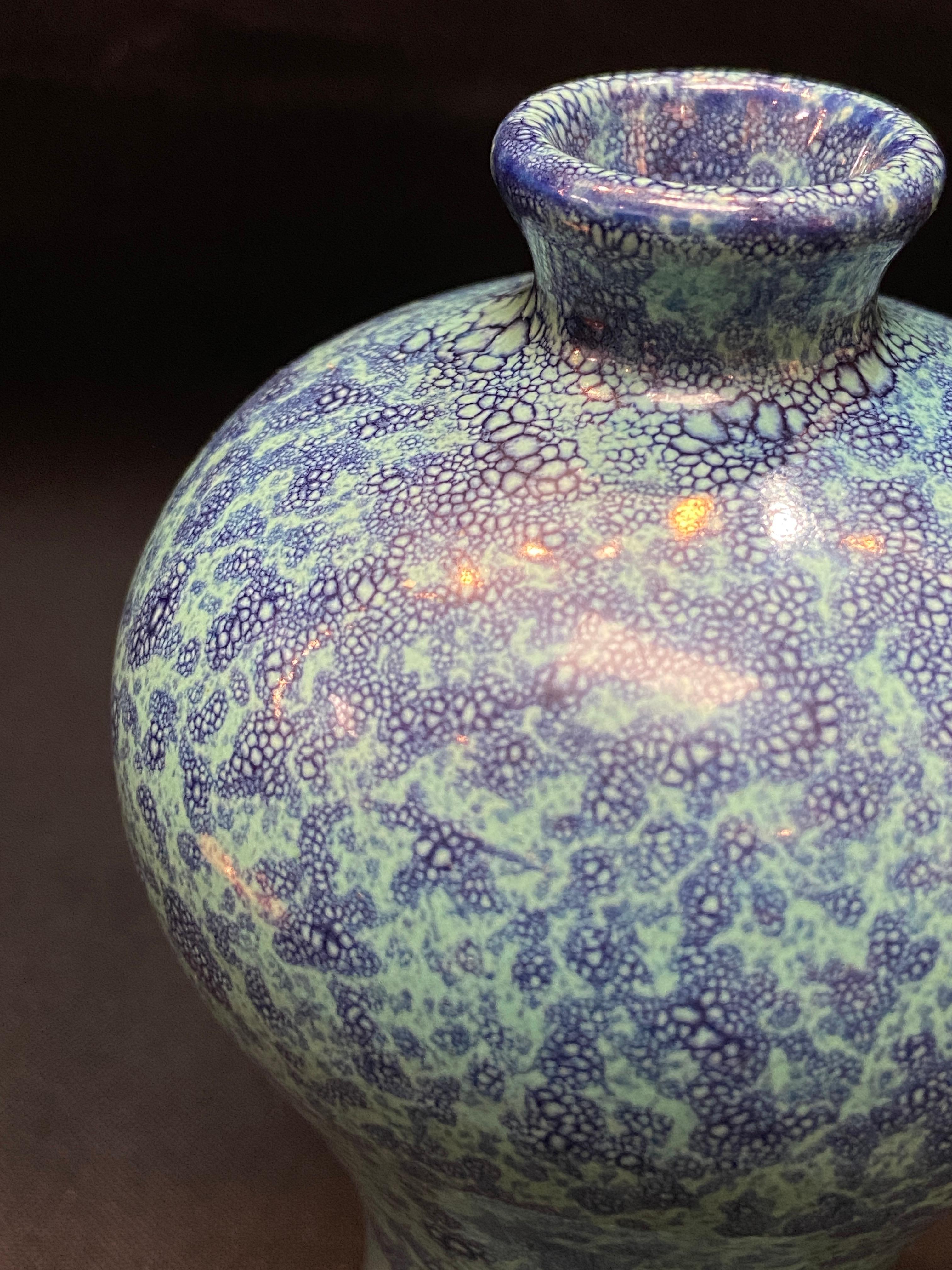 Qing， Chinese antique a delicate “Robin-Egg”-glazed porcelain plum vase For Sale 4