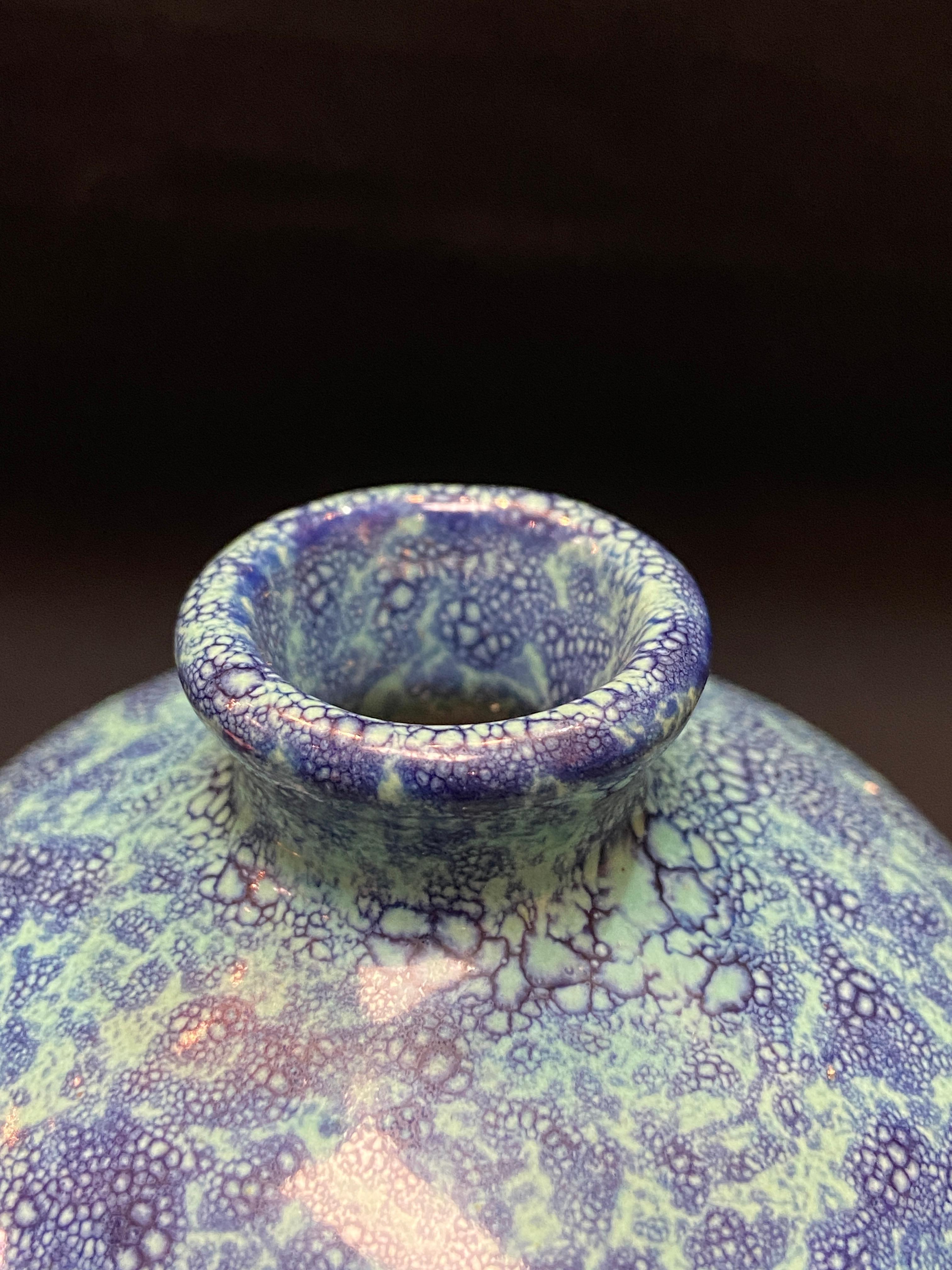 Porcelain Qing， Chinese antique a delicate “Robin-Egg”-glazed porcelain plum vase For Sale
