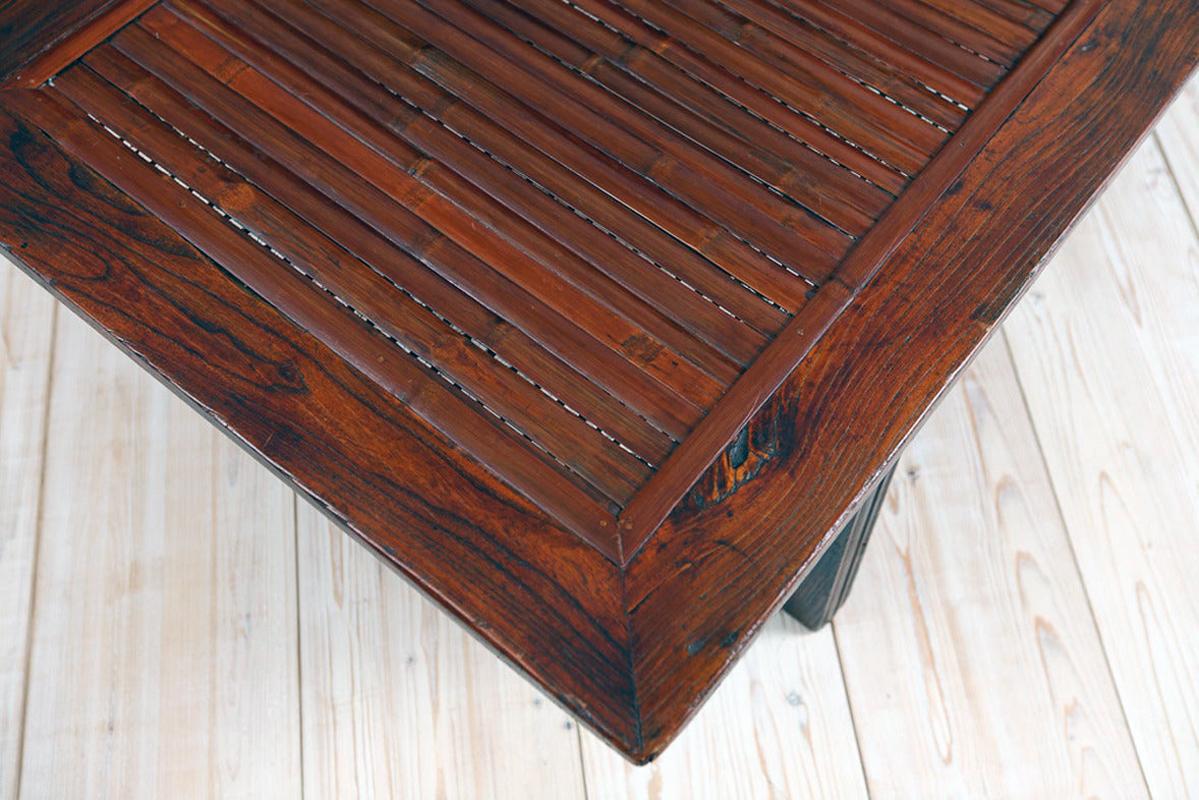 Qing Chinese Bamboo & Elm Coffee Table/ Daybed, circa 1850 In Good Condition For Sale In Miami, FL