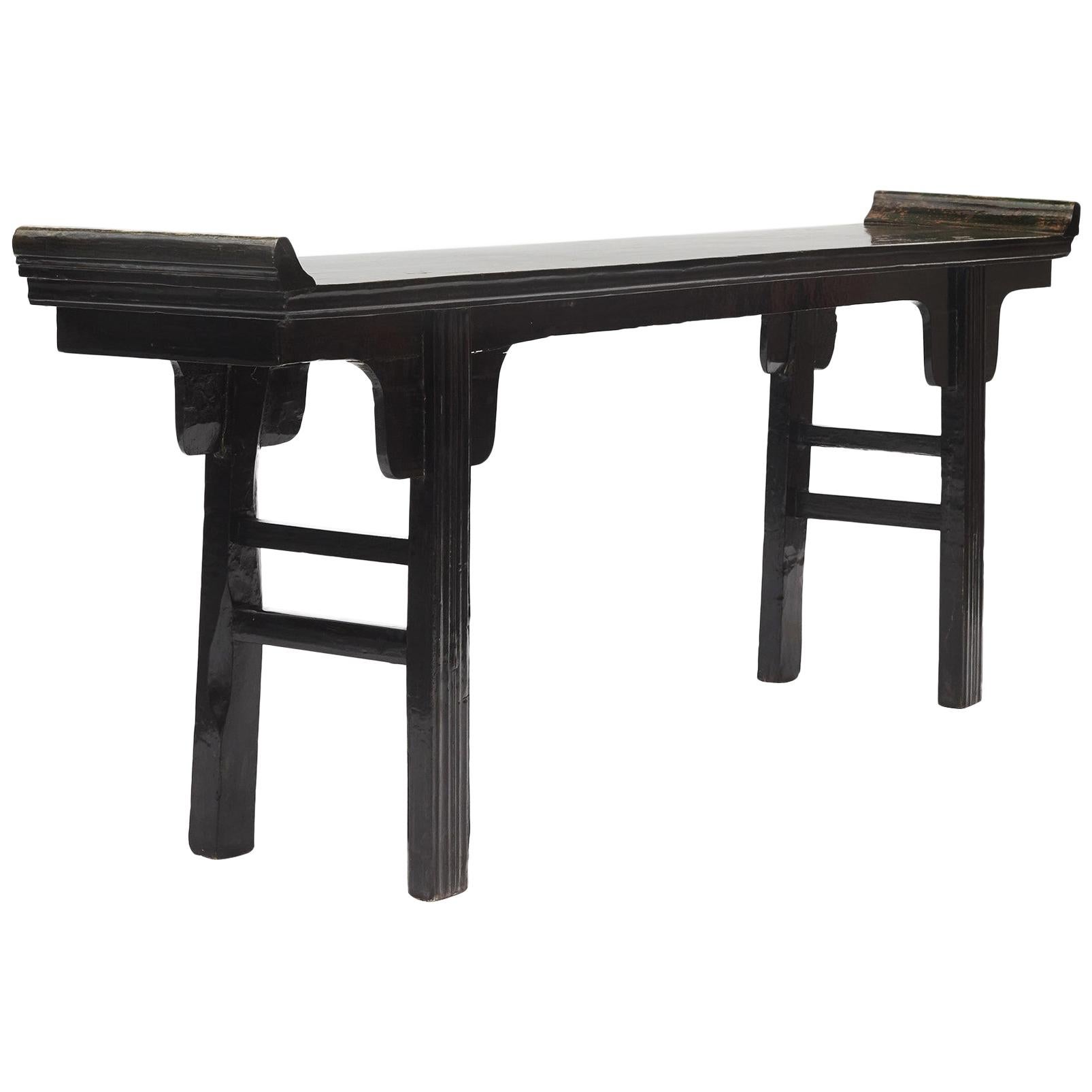 Black & Green Lacquer Consol Table, Shandong, 1830-1840 For Sale