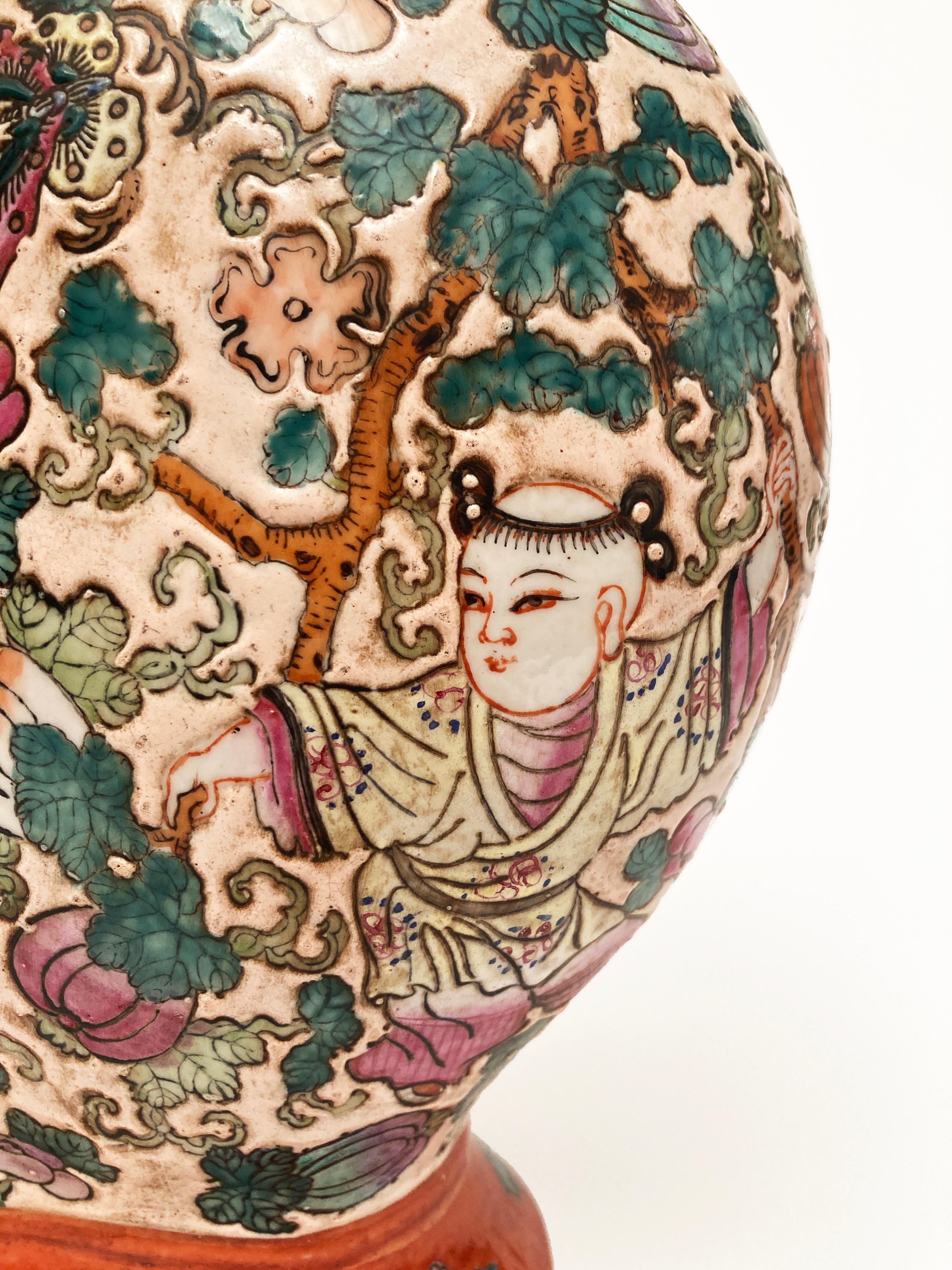 Qing Ching Dynasty 1821-1850 Porzellan Emaille Doppelmund Chinesische Vase im Angebot 6