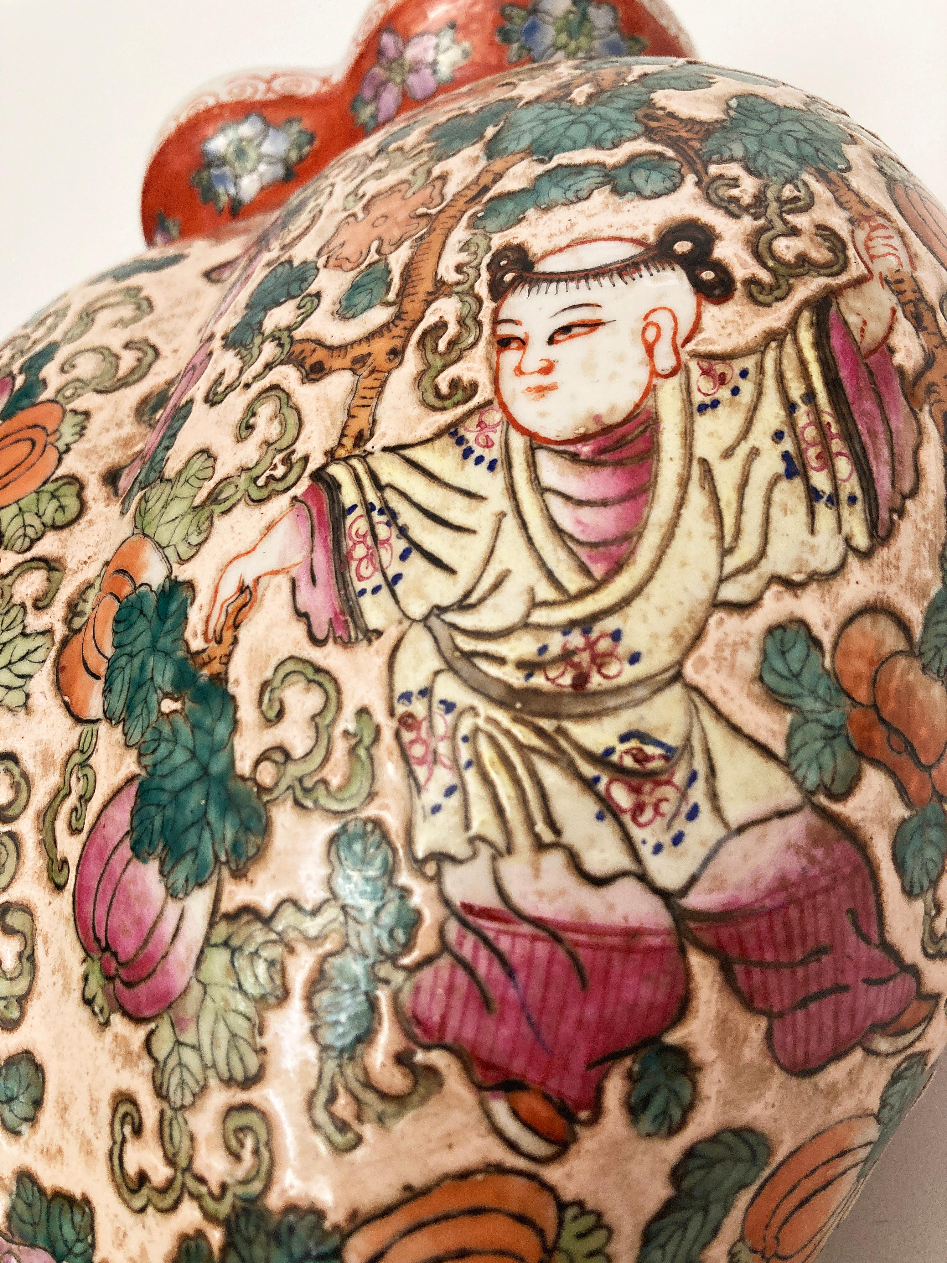 Qing Ching Dynasty 1821-1850 Porzellan Emaille Doppelmund Chinesische Vase im Angebot 9