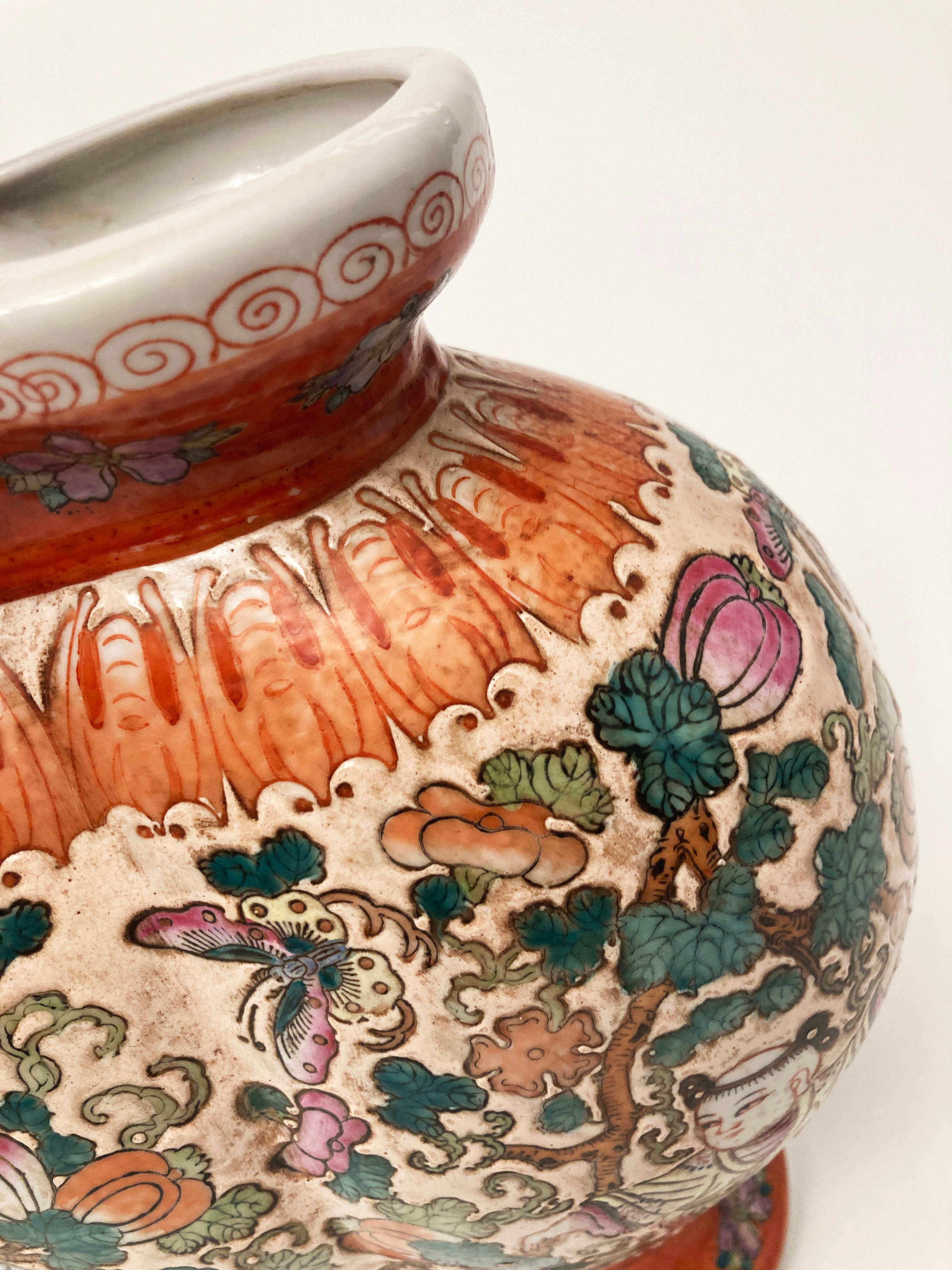 Qing Ching Dynasty 1821-1850 Porzellan Emaille Doppelmund Chinesische Vase (19. Jahrhundert) im Angebot