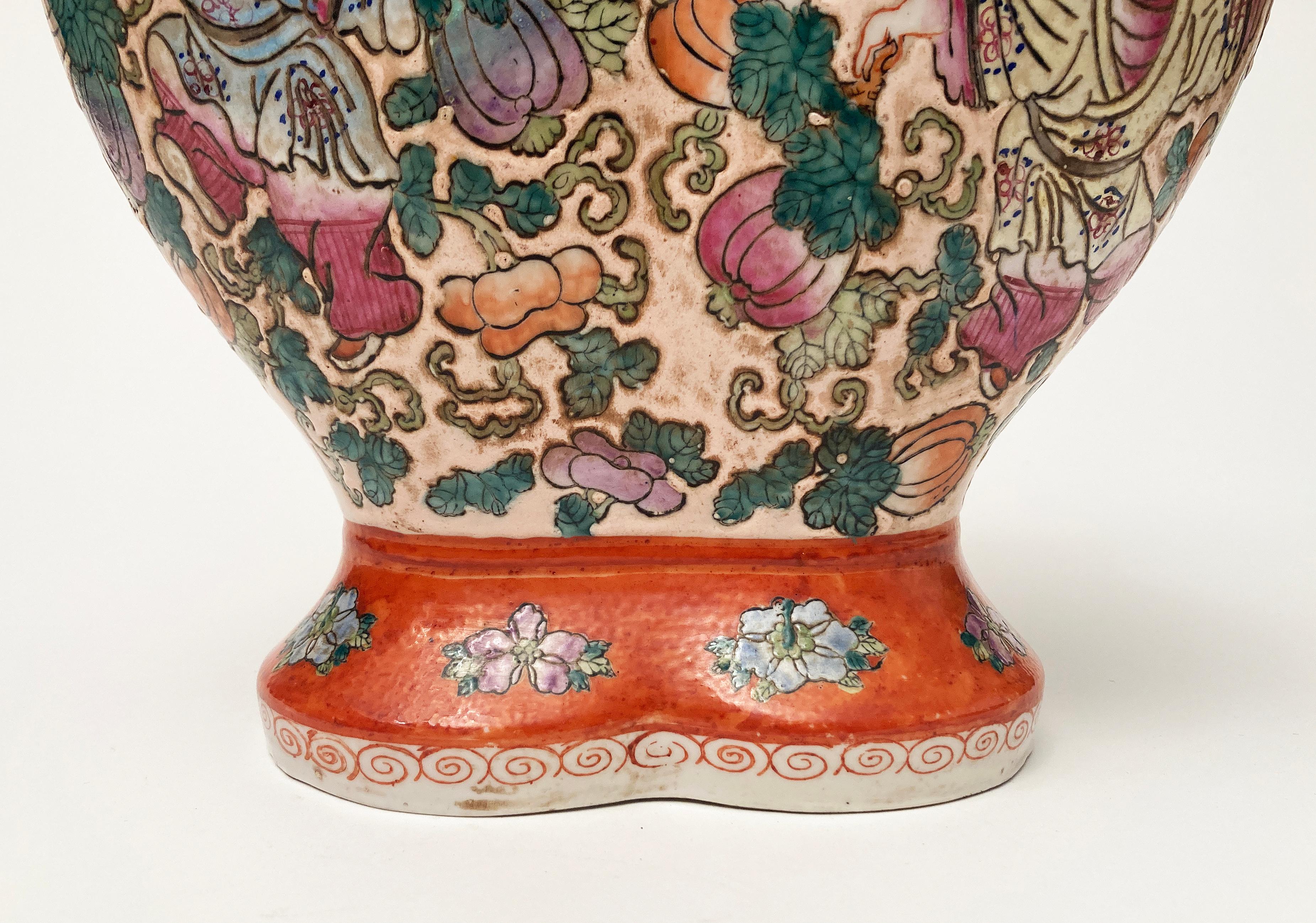 Qing Ching Dynasty 1821-1850 Porcelain Enamel Double Mouth Chinese Vase For Sale 3