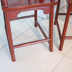 QING DINASTY 1880-1900 Pair Of Dignitaries Arm Chairs In Lacquered Carved Wood