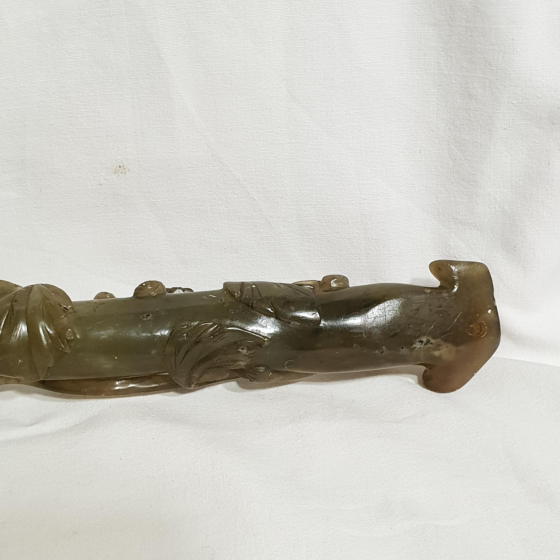 Qing Dynasty Chinese Green Jade Ruyi Scepter, 1900s For Sale 8
