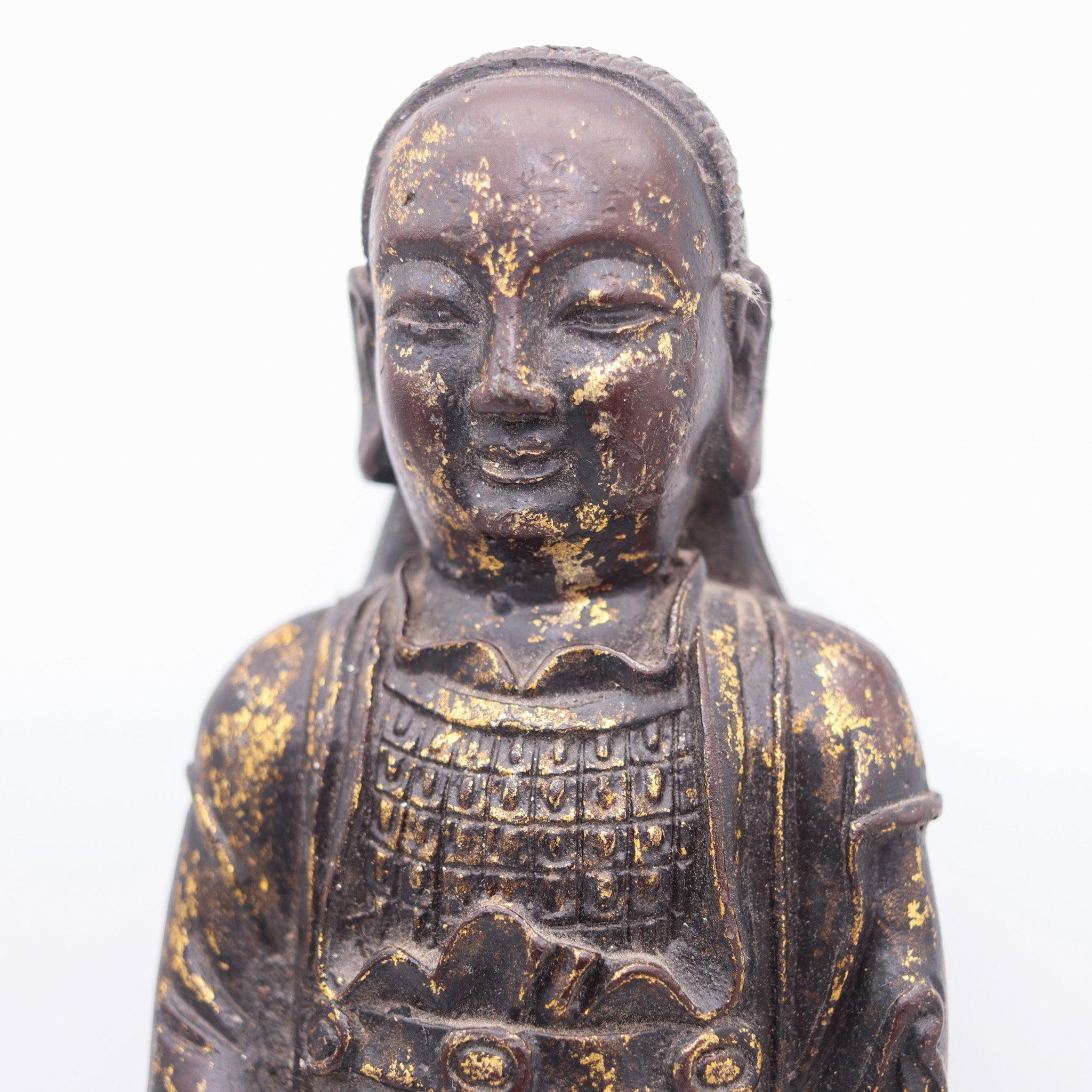 QING DYNASTY 1850 Skulptur thront Mazu Quan-Yin in massiver vergoldeter Bronze (Qing-Dynastie) im Angebot