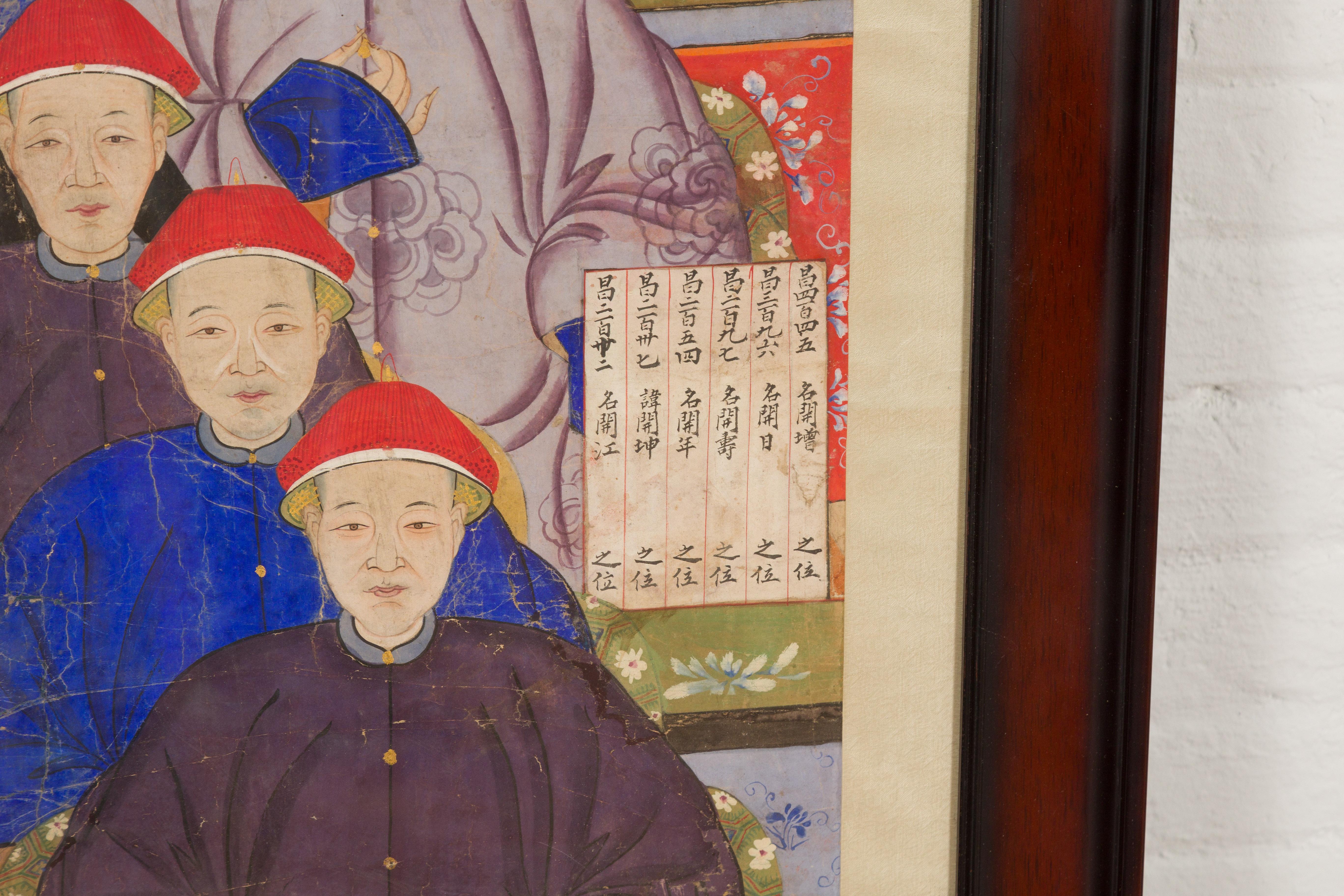Qing Dynasty 19. Jahrhundert Ancestral Gruppe Gemälde auf handgemalten Pergament im Angebot 8