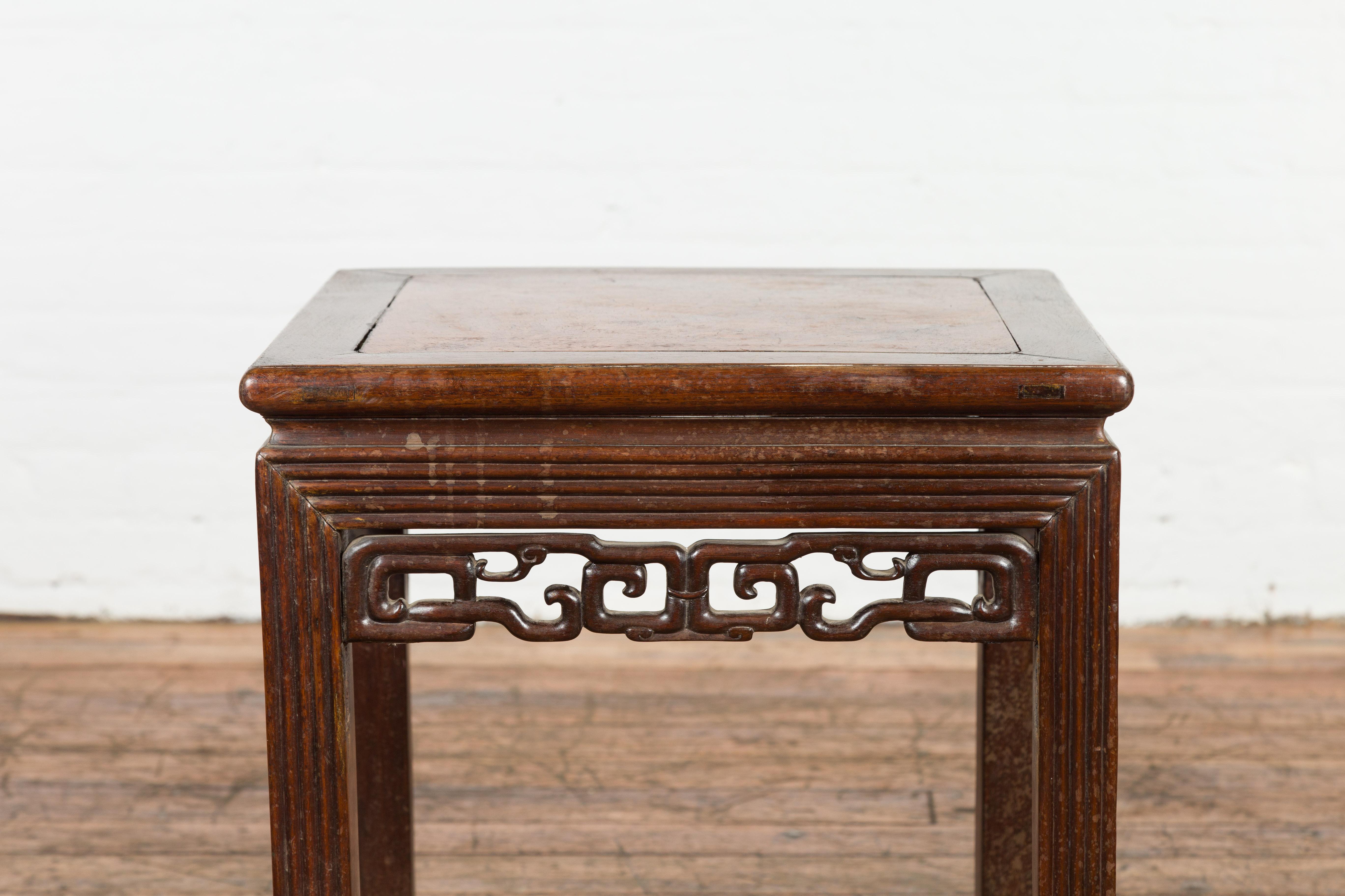 19th Century Square Chinese Antique Side Table For Sale