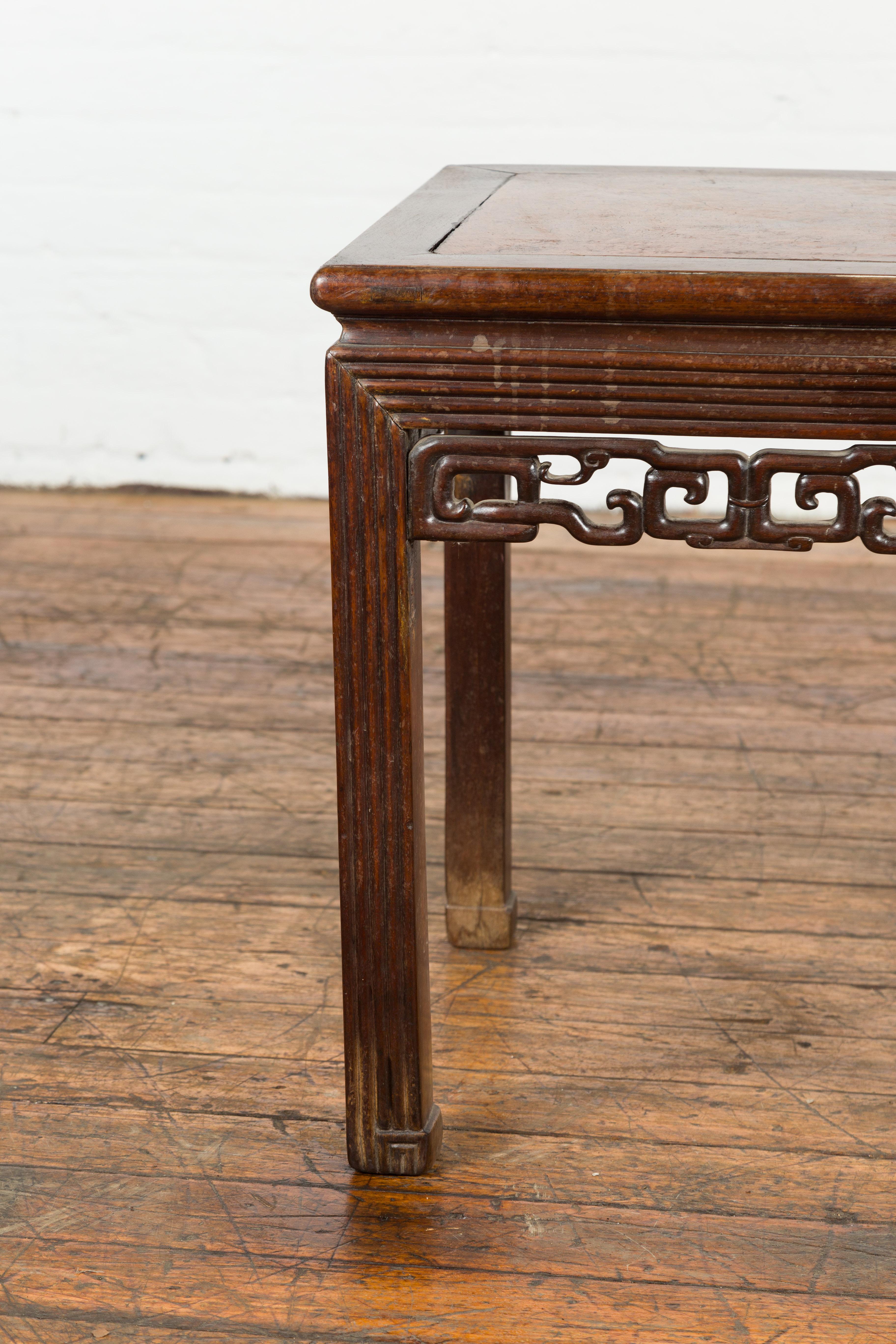 Wood Square Chinese Antique Side Table For Sale