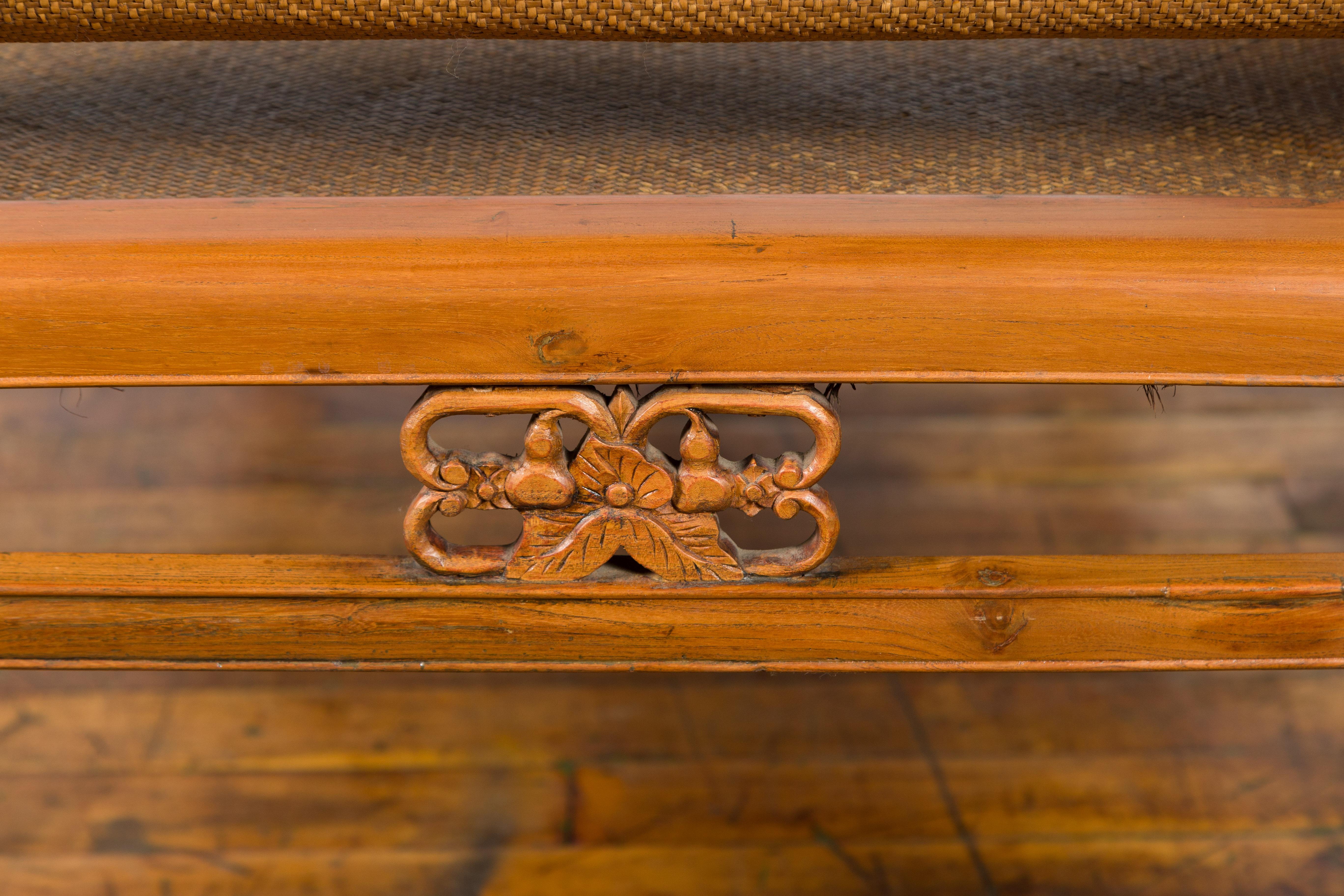 Qing Dynasty 19th Century Lady's Opium Daybed with Rattan Seat and Pillow For Sale 7