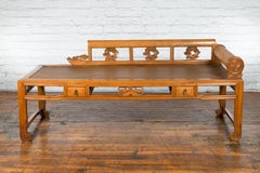 Qing Dynasty 19th Century Lady's Opium Daybed with Rattan Seat and Pillow