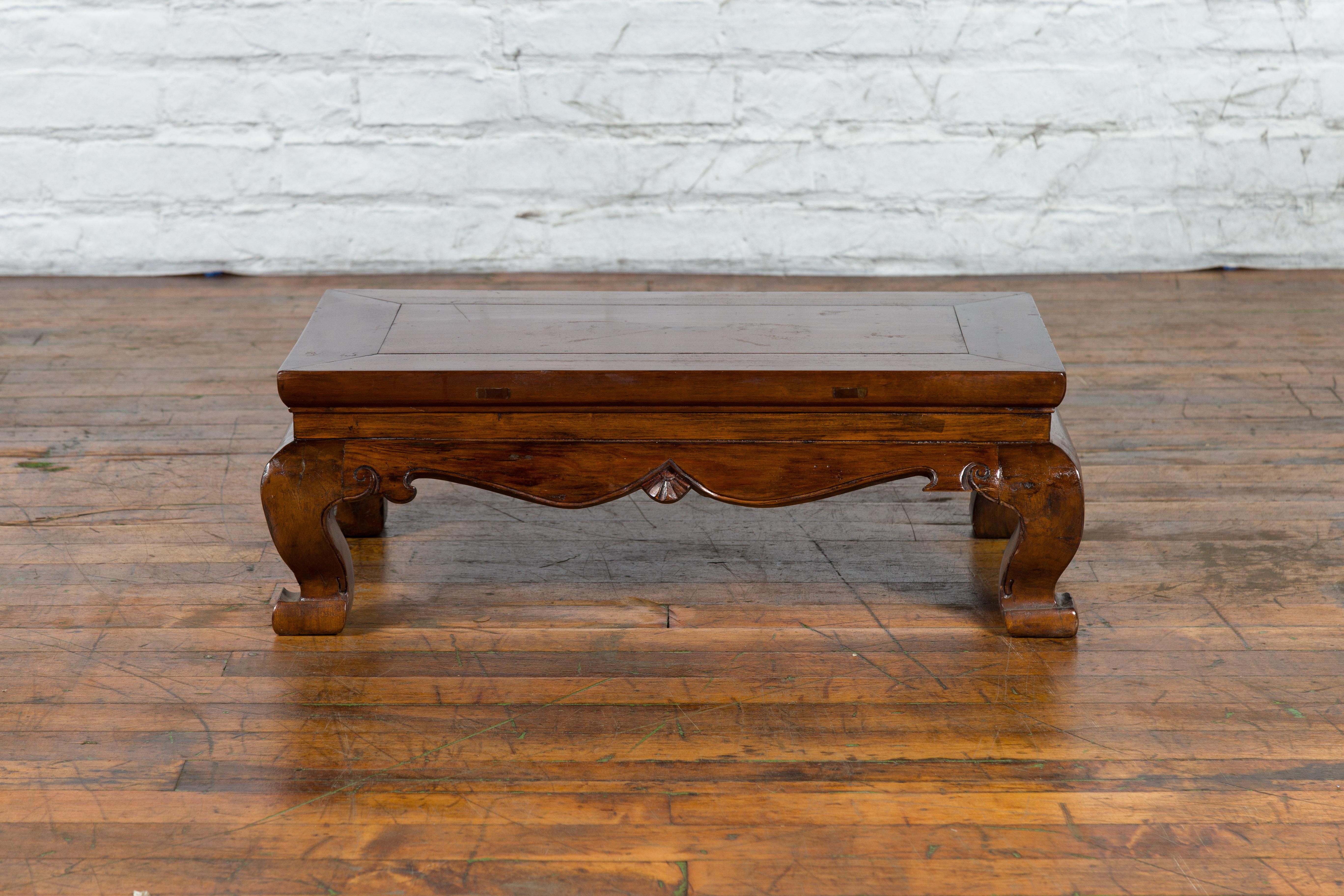 Qing Dynasty 19th Century Small Coffee Table with Carved Apron and Chow Legs 8