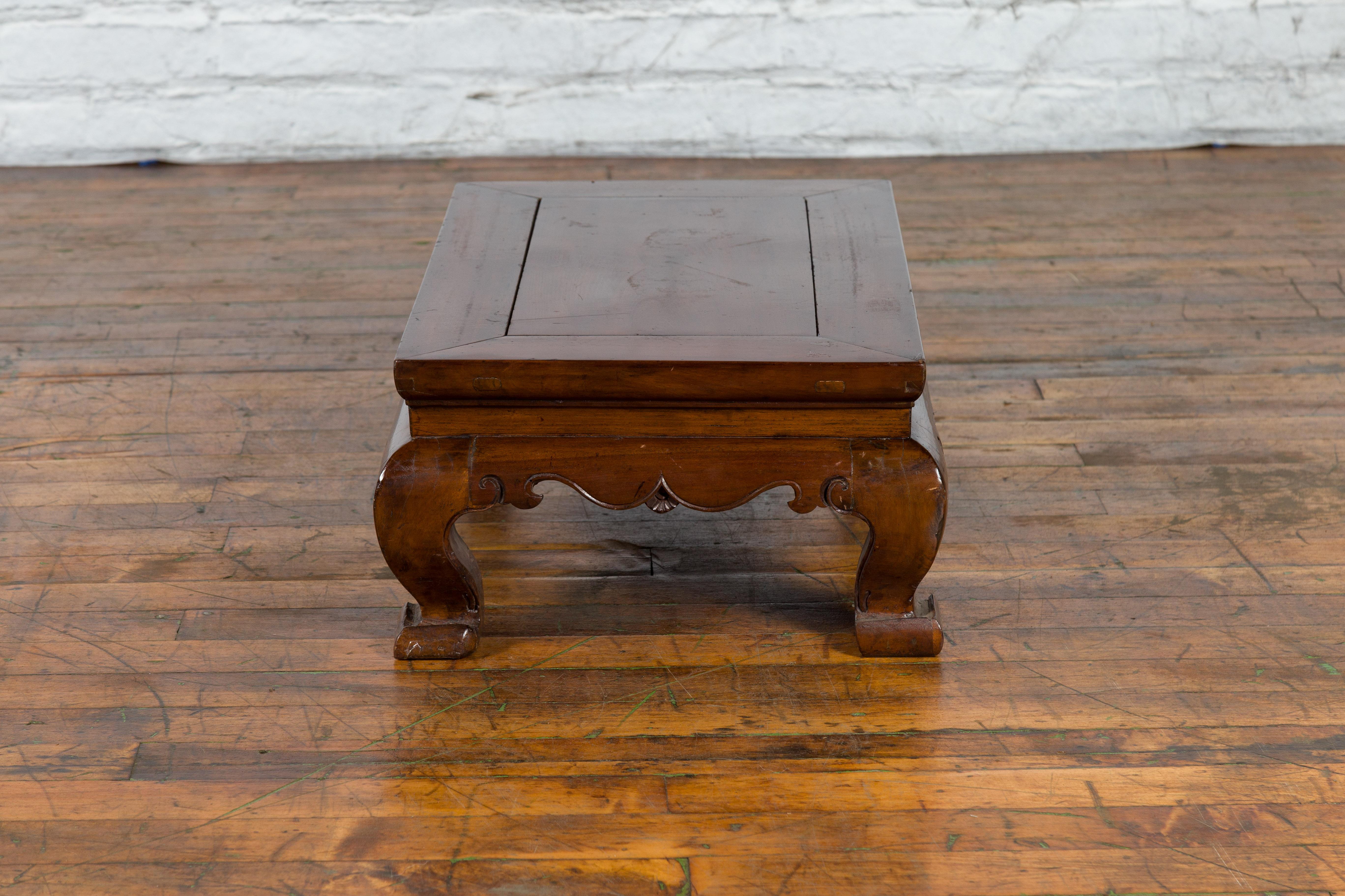 Qing Dynasty 19th Century Small Coffee Table with Carved Apron and Chow Legs 10