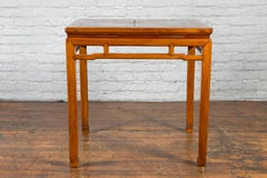 Qing Dynasty 19th Century Table with Humpback Stretchers and Horse Hoof Legs