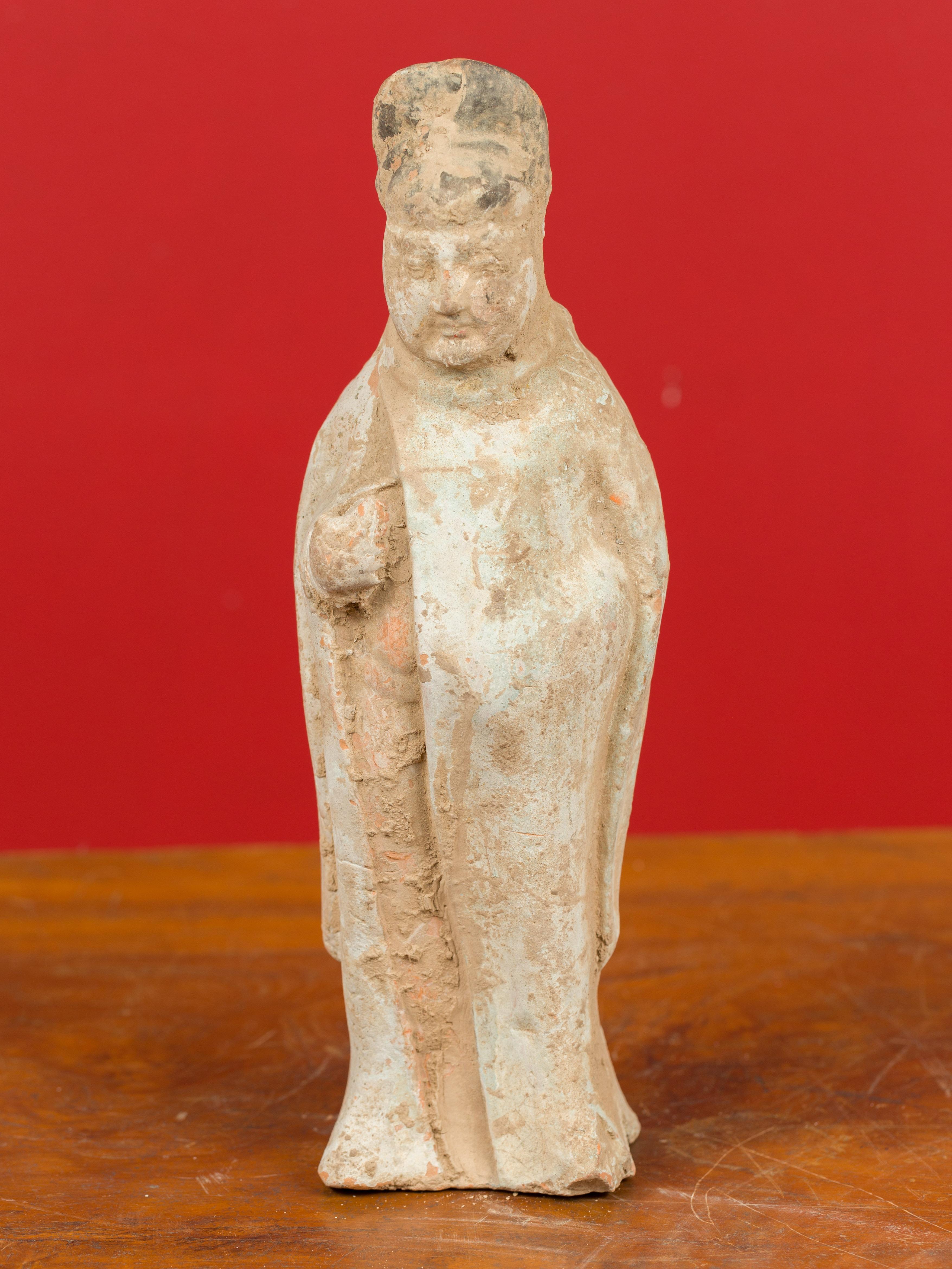 Qing Dynasty 19th Century Terracotta Burial Statue of a Chinese Official 2