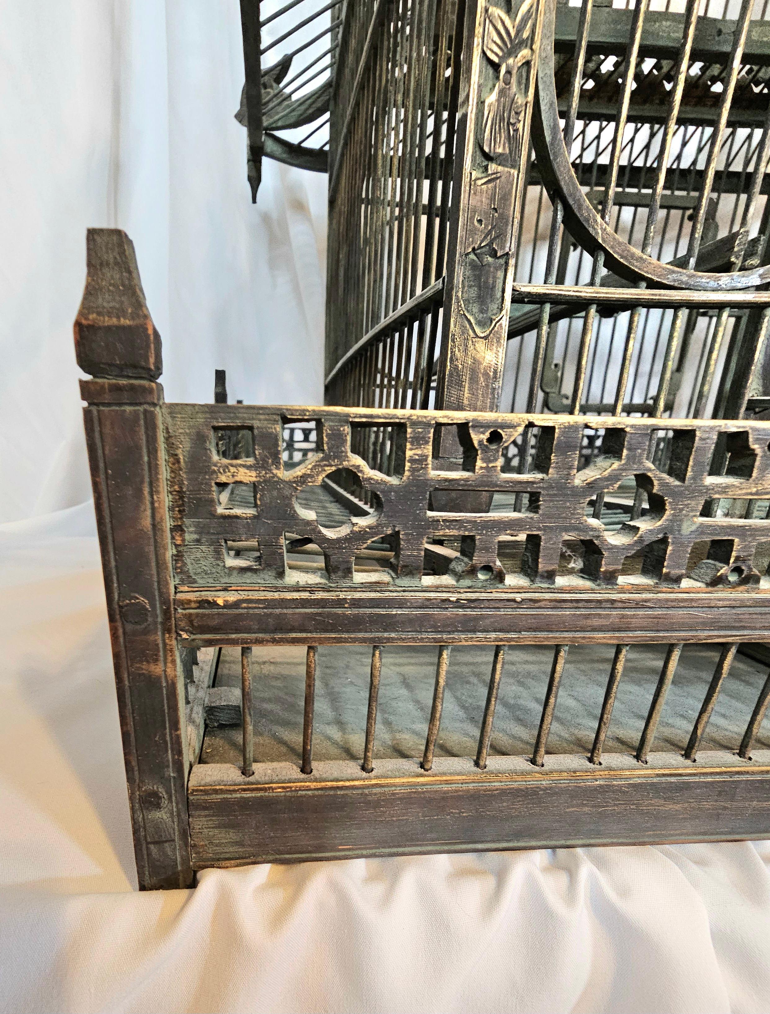 Qing dynasty 2 tier pagoda birdcage For Sale 2