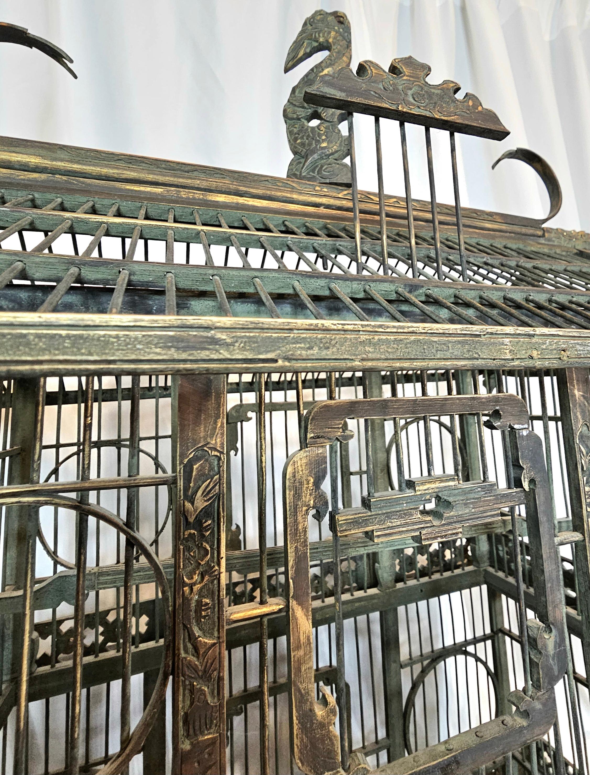 Qing dynasty 2 tier pagoda birdcage For Sale 3