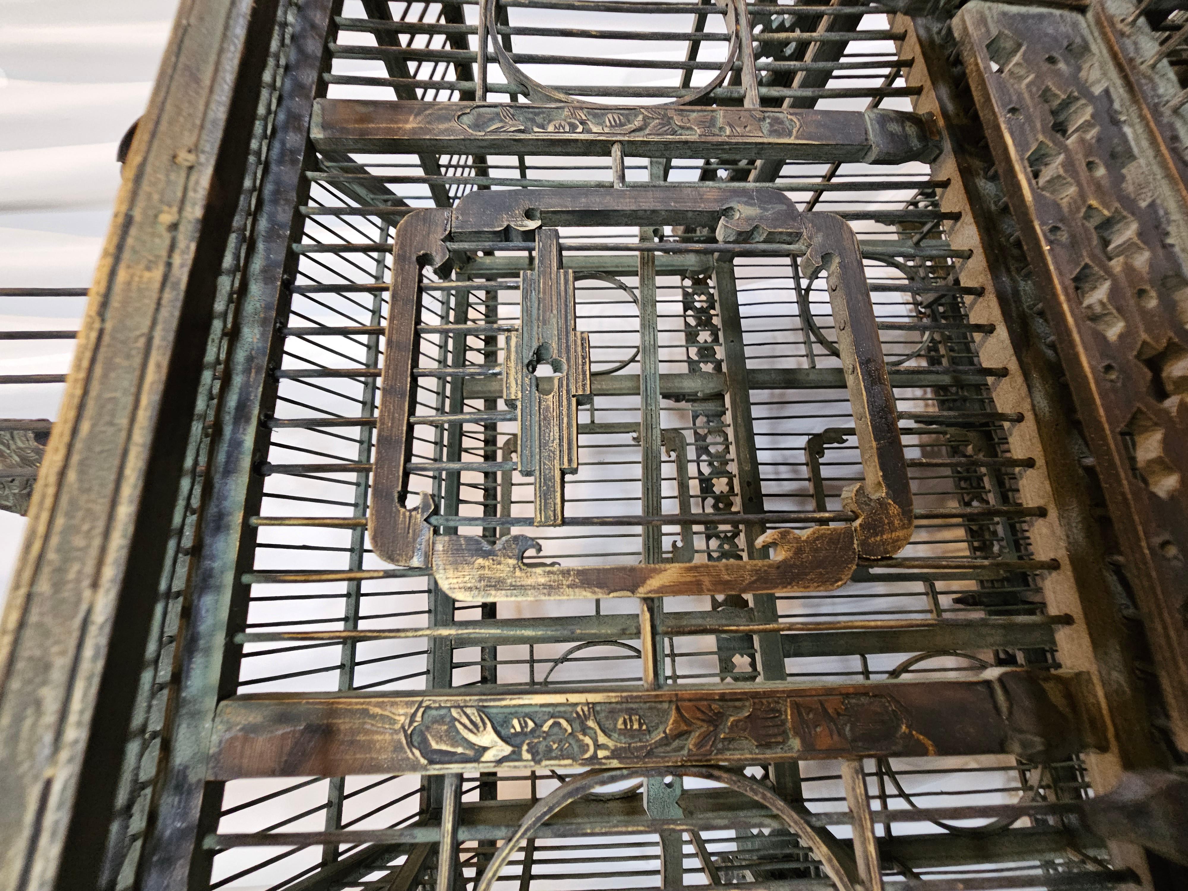 Qing dynasty 2 tier pagoda birdcage For Sale 4