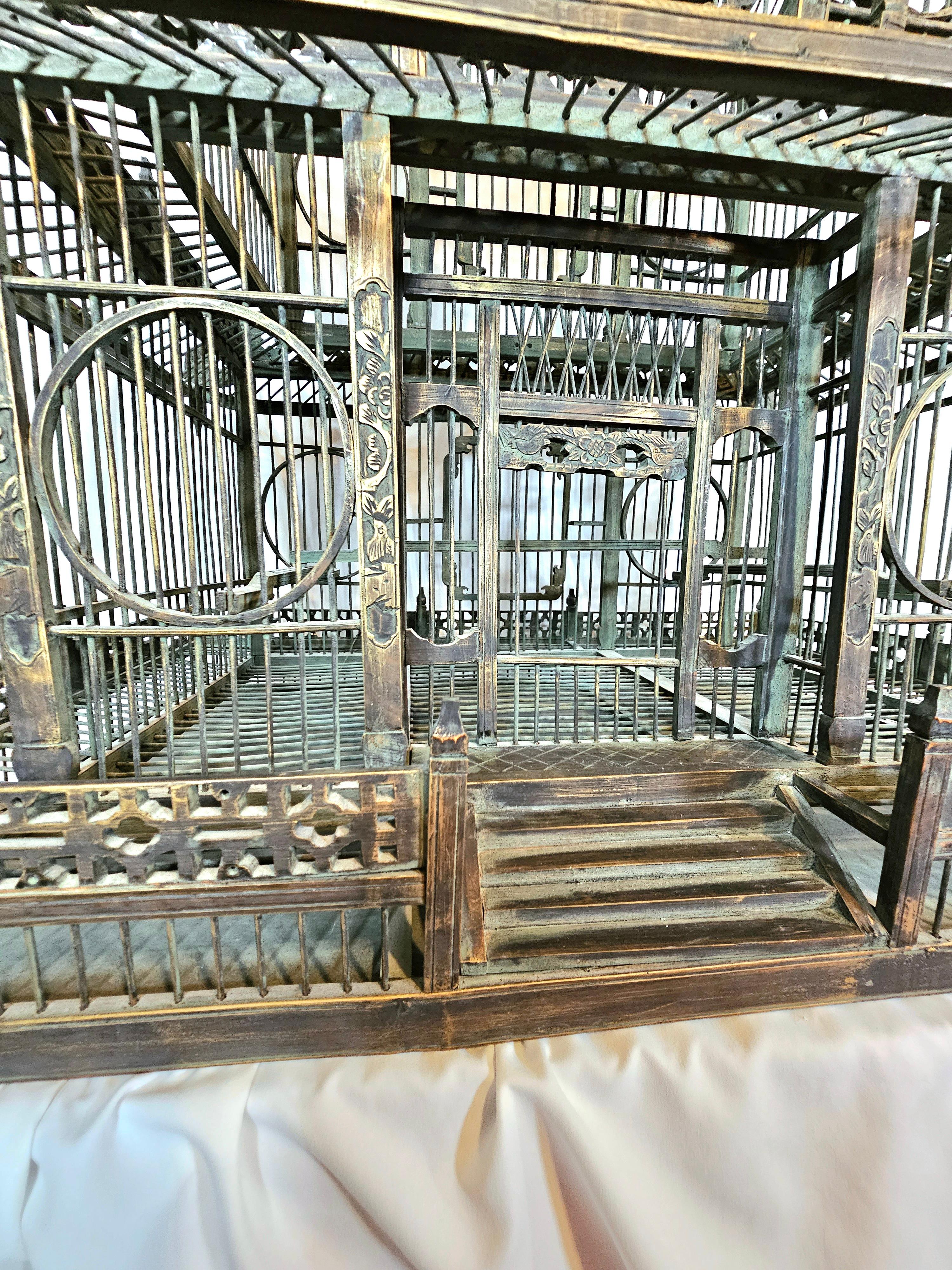 Qing dynasty 2 tier pagoda birdcage For Sale 6
