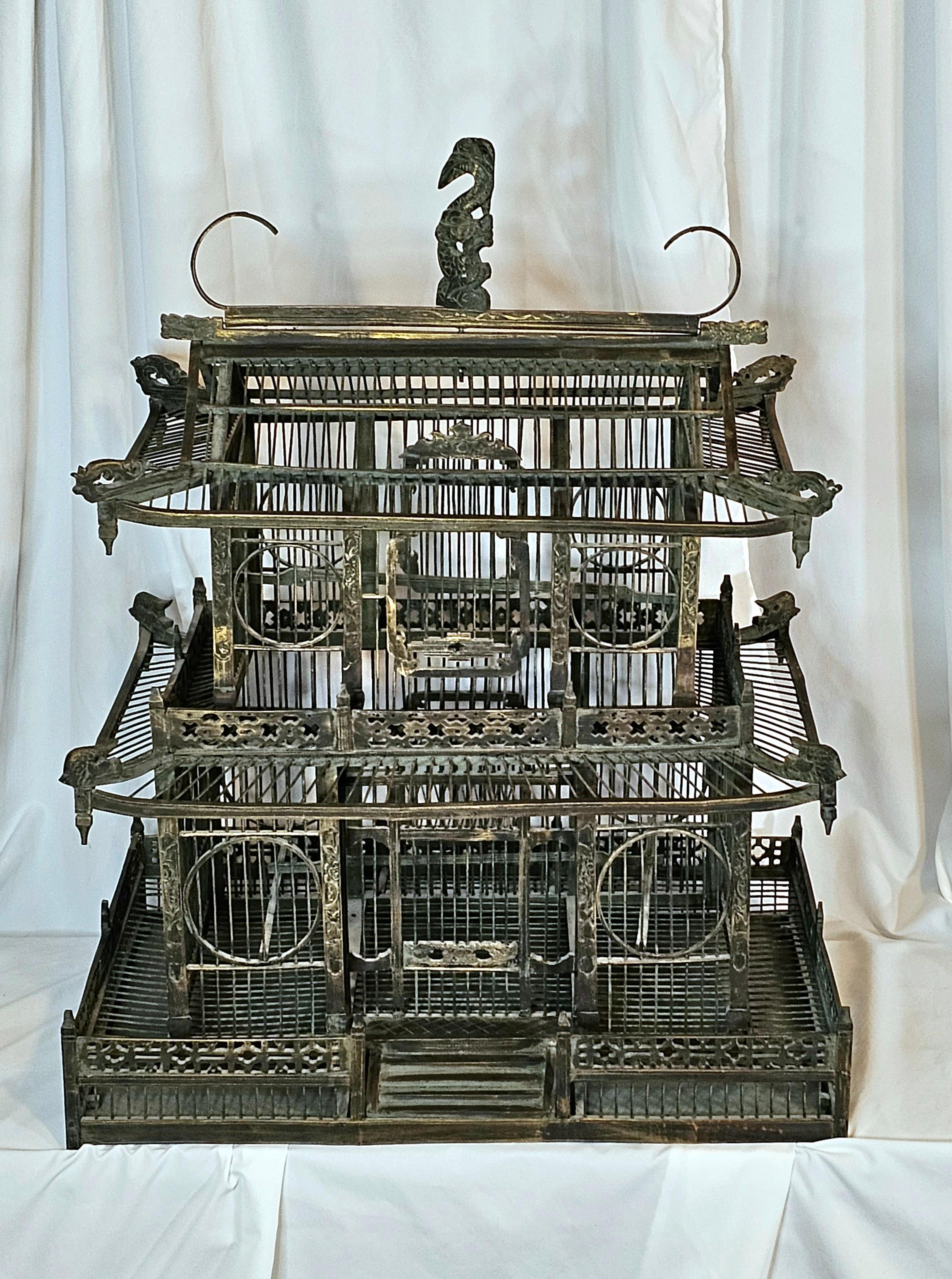 Qing dynasty 2 tier pagoda birdcage For Sale 8