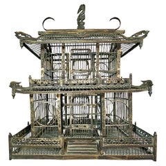 Cage à oiseaux pagode à 2 étages de la dynastie Qing 