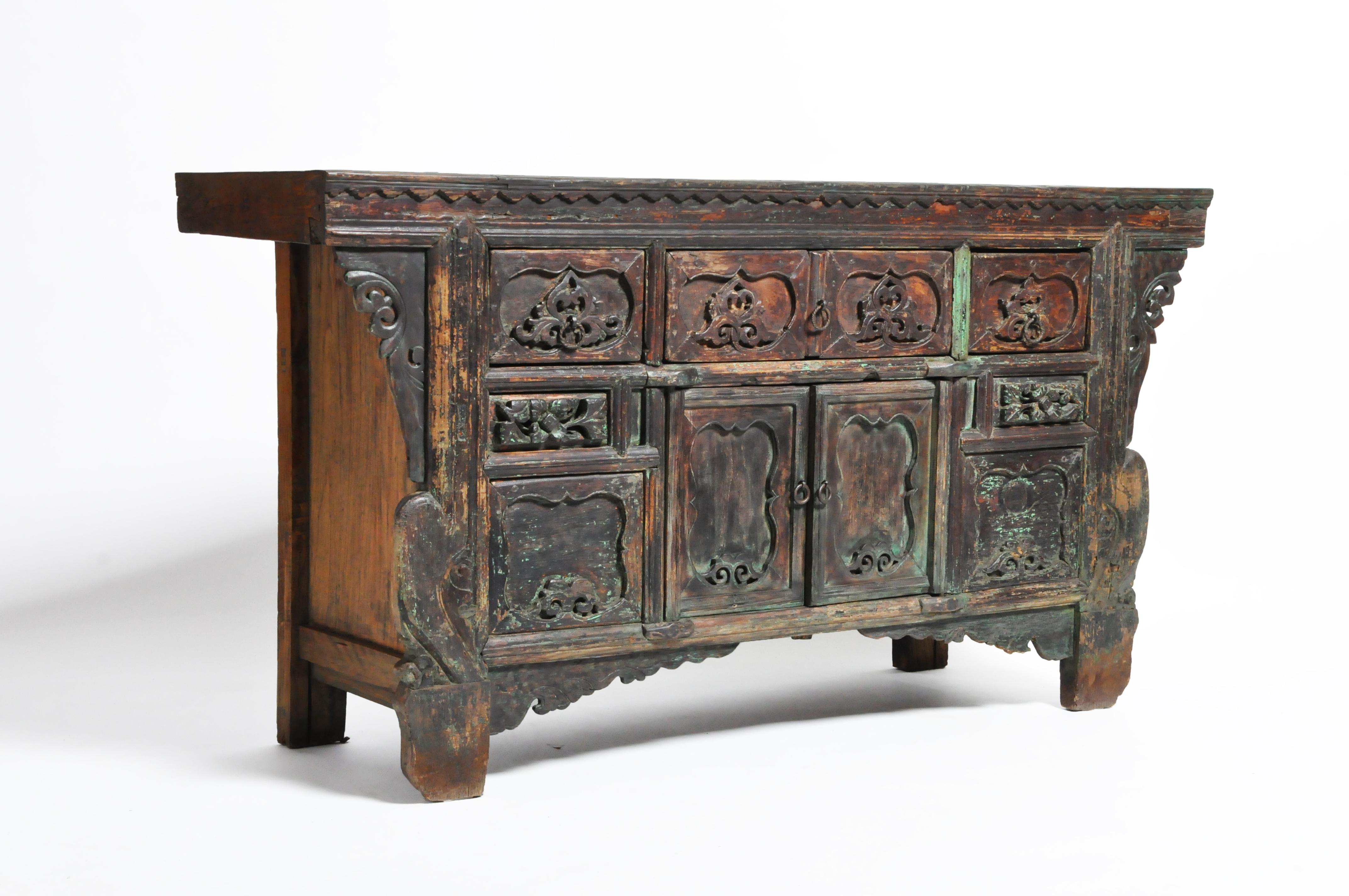 Chinese Qing Dynasty Altar Coffer with Four Drawers & Original Patina