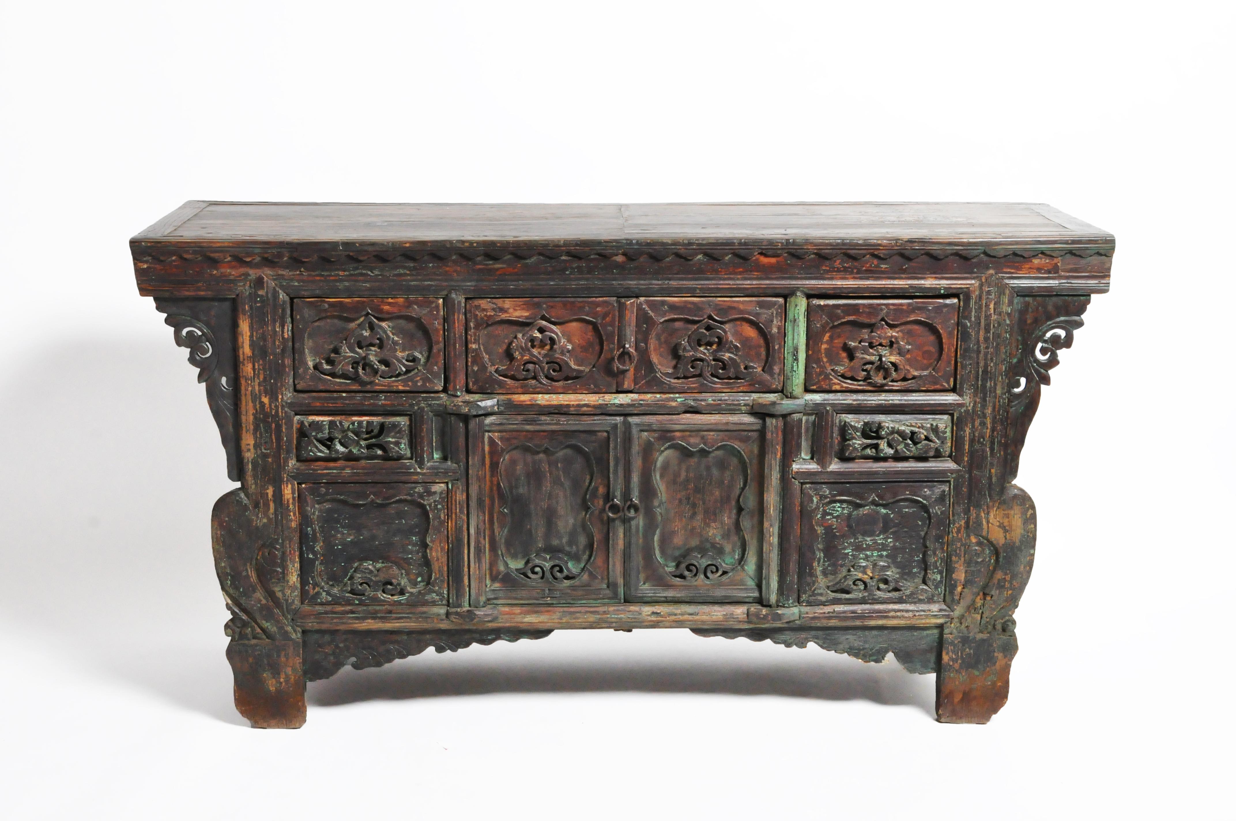 19th Century Qing Dynasty Altar Coffer with Four Drawers & Original Patina
