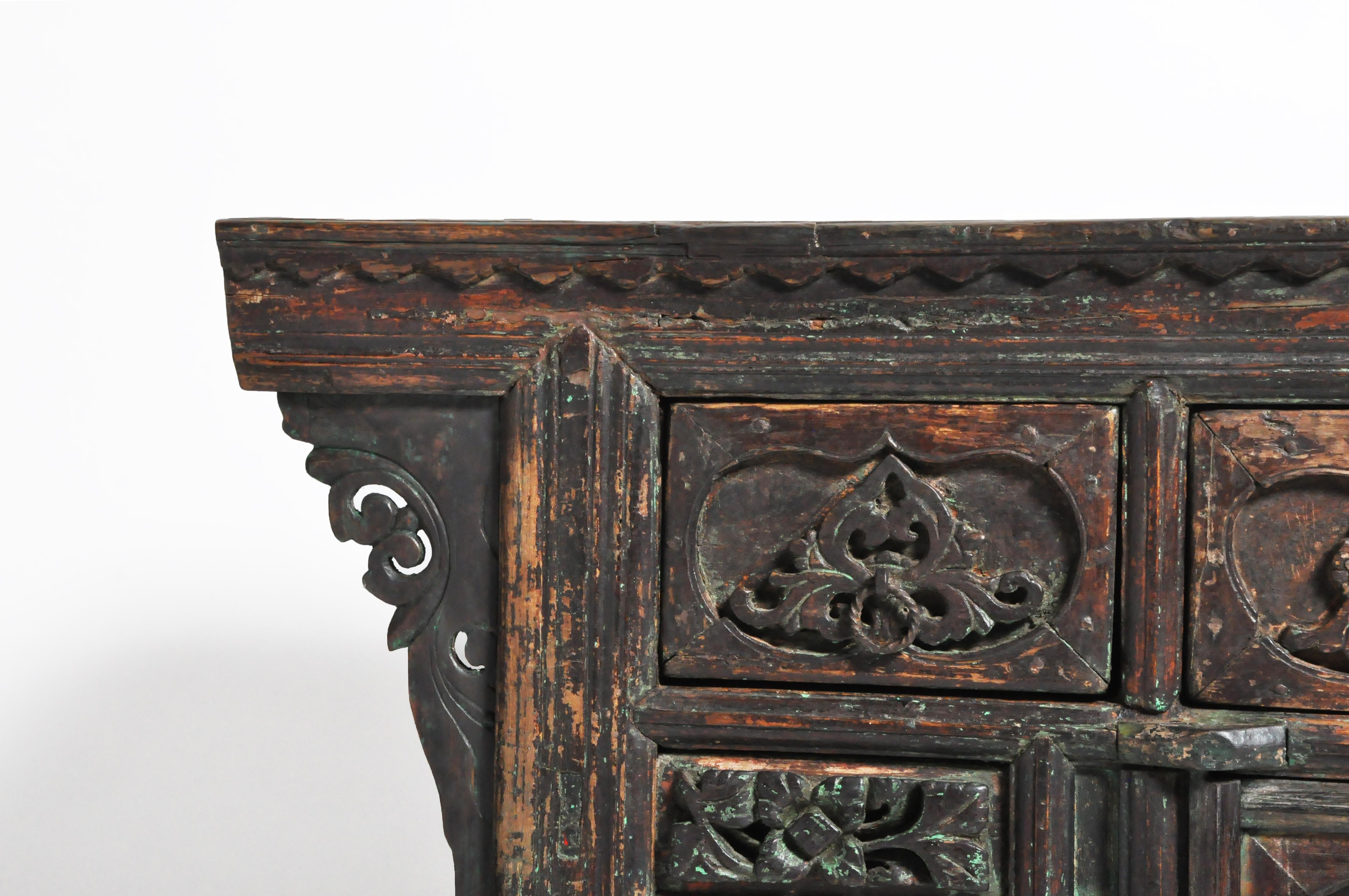 Elm Qing Dynasty Altar Coffer with Four Drawers & Original Patina