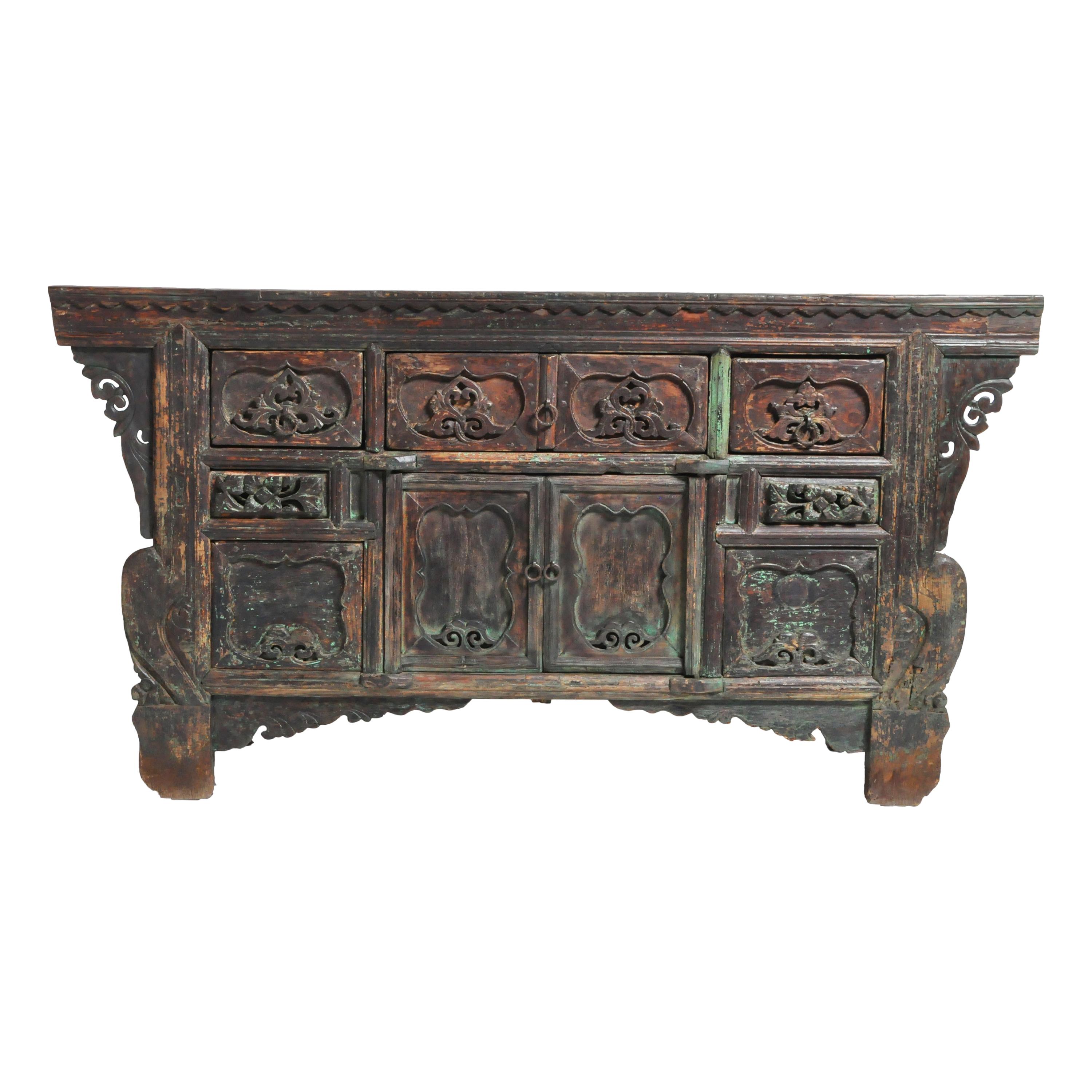 Qing Dynasty Altar Coffer with Four Drawers & Original Patina