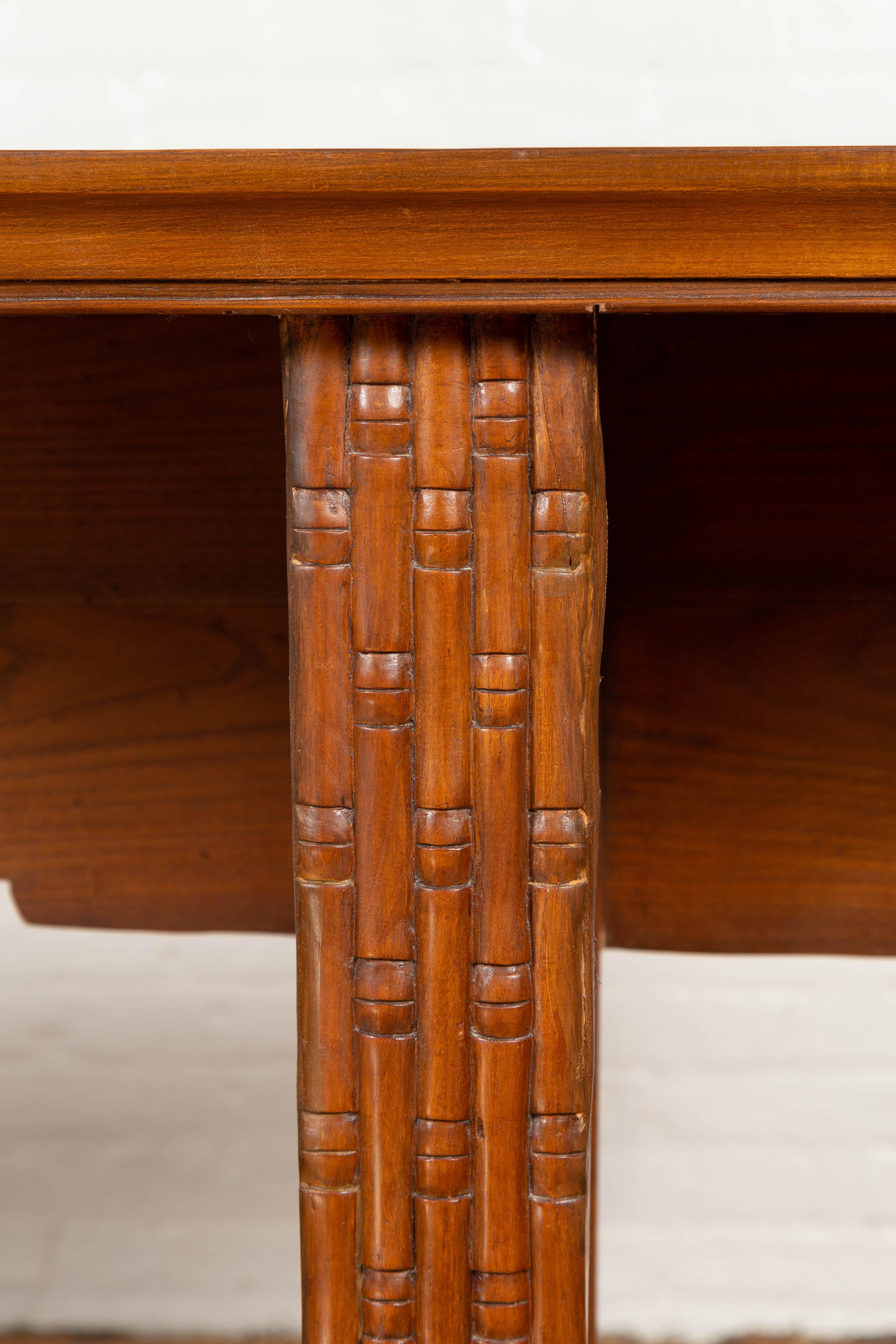 Wood Qing Dynasty Altar Table with Bamboo Accents, Fretwork and Everted Flanges For Sale