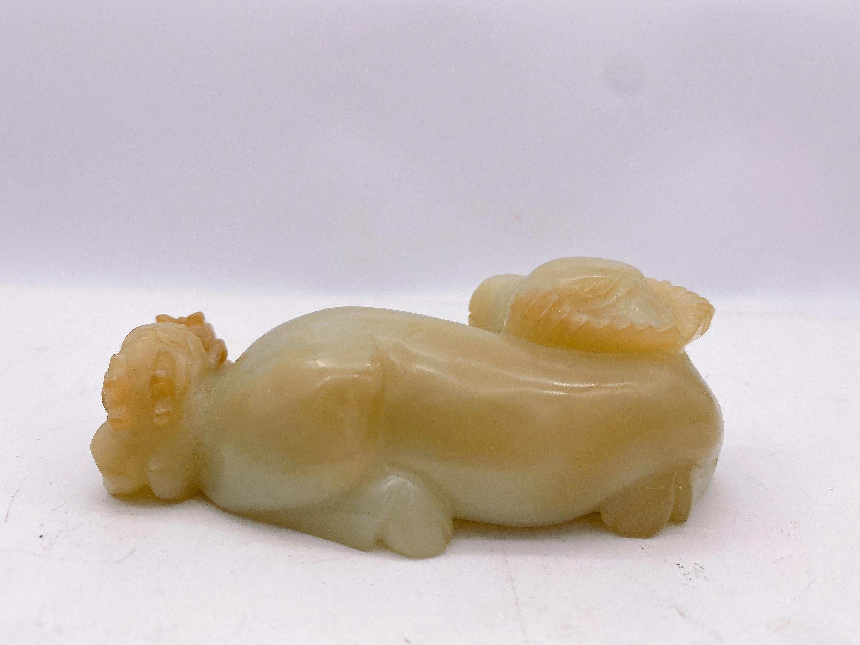 Qing Dynasty an Antique Chinese Carved Jade Figure of a Bullock For Sale 3