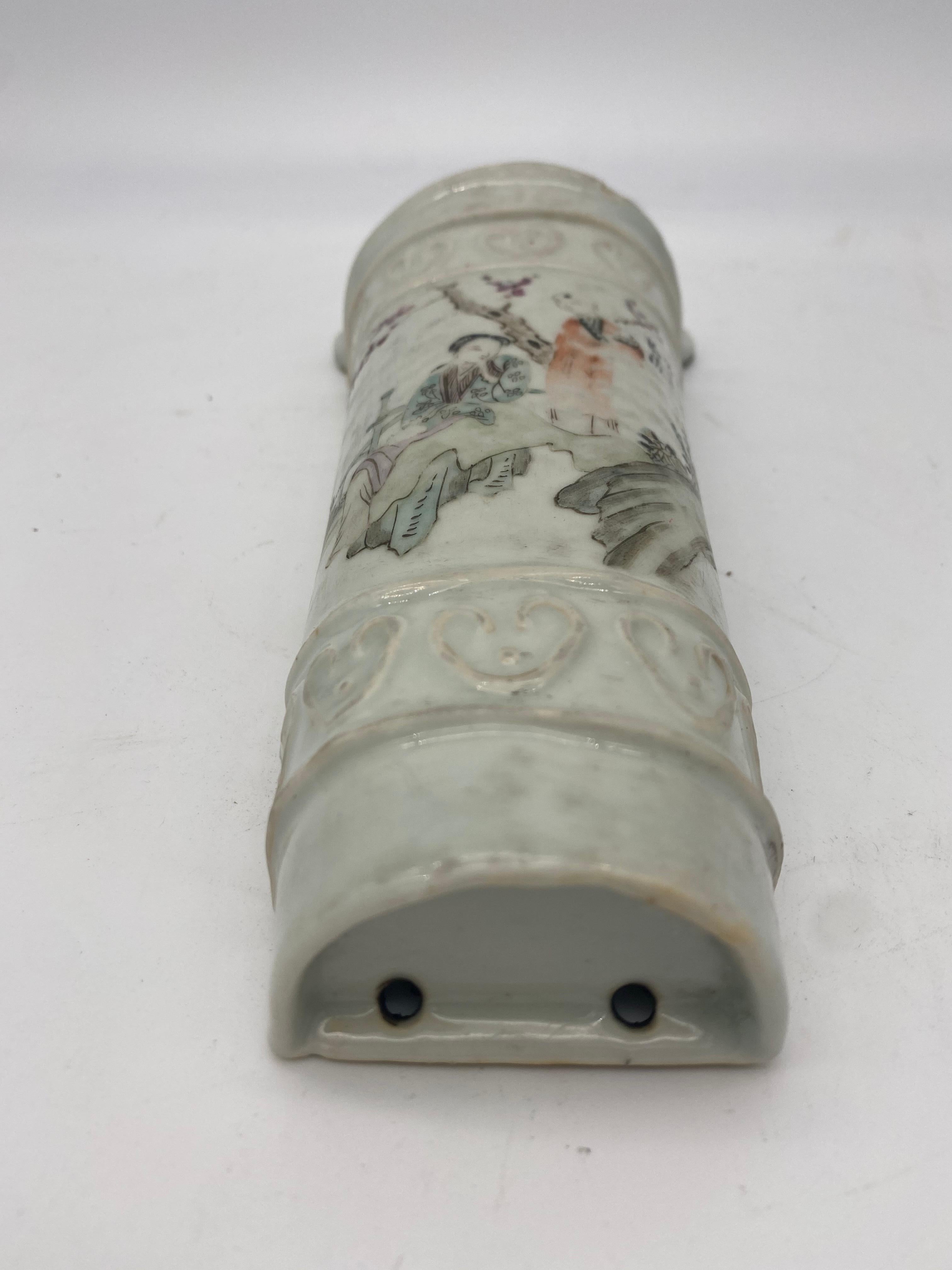 Qing Dynasty antique Chinese Hand Painted Wall Hanging Porcelain Vase For Sale 8